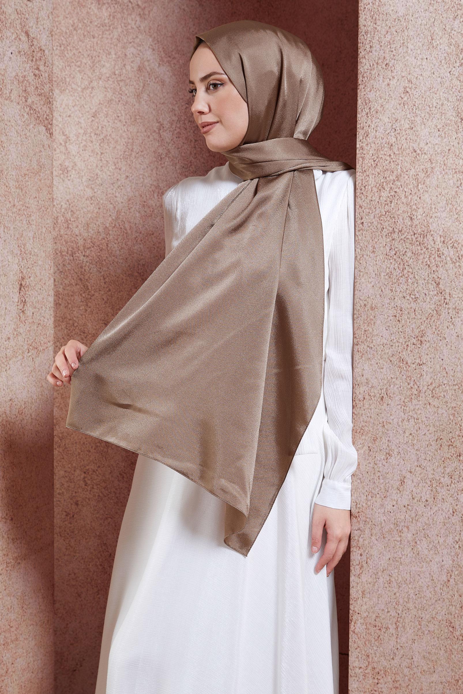 Tesettür giyim KAHVE ALVİNA DÜZ ŞAL 8445