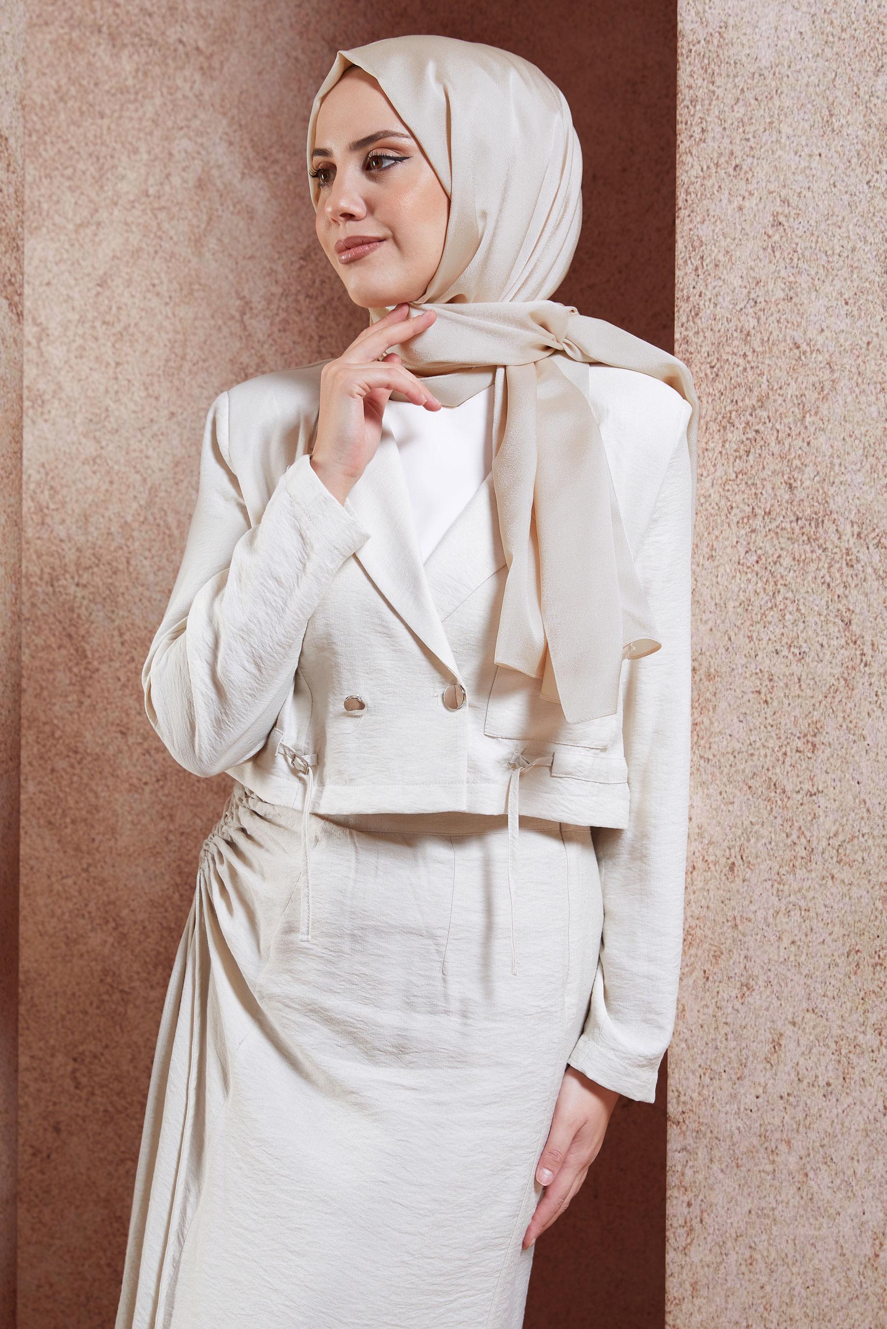 Tesettür giyim VİZON ALVİNA DÜZ ŞAL 8445