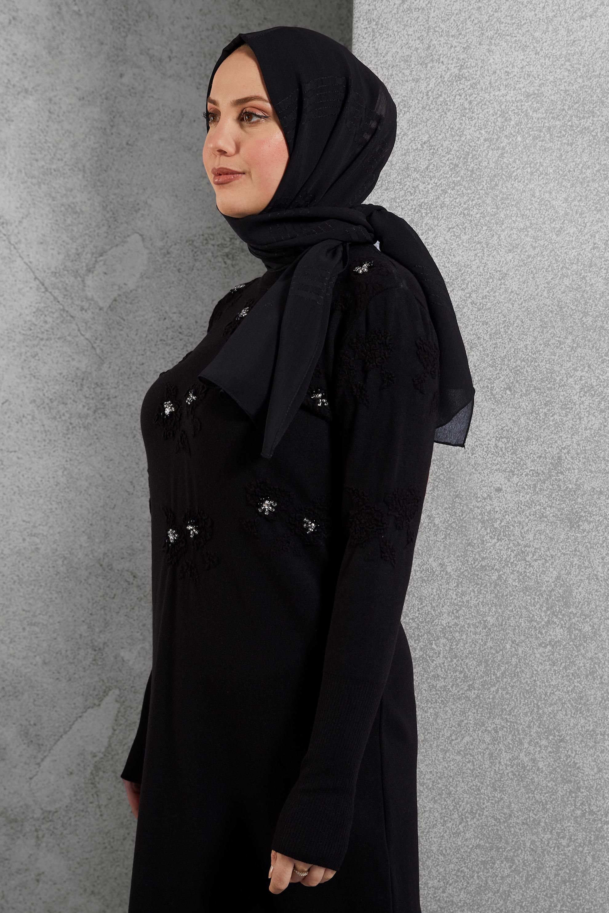 Tesettür giyim SİYAH ALVİNA ŞAL 8446