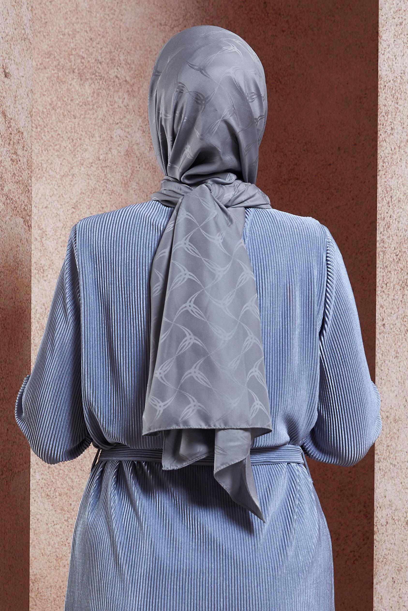 Tesettür giyim GRİ ALVINA JAKAR ŞAL 8447