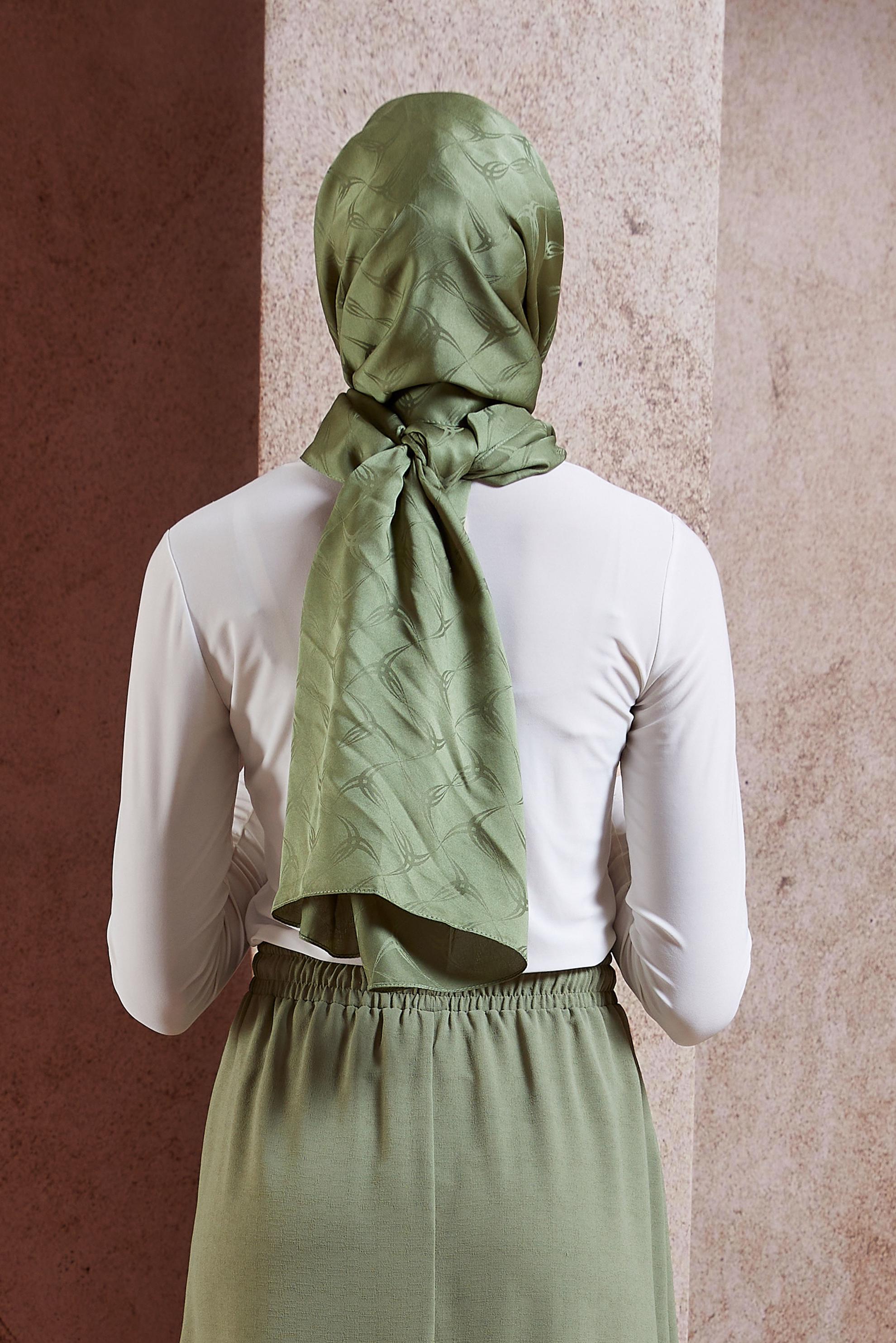 Vêtements hijab KAKI ÉCHARPE À MOTIF ALVINA 8447