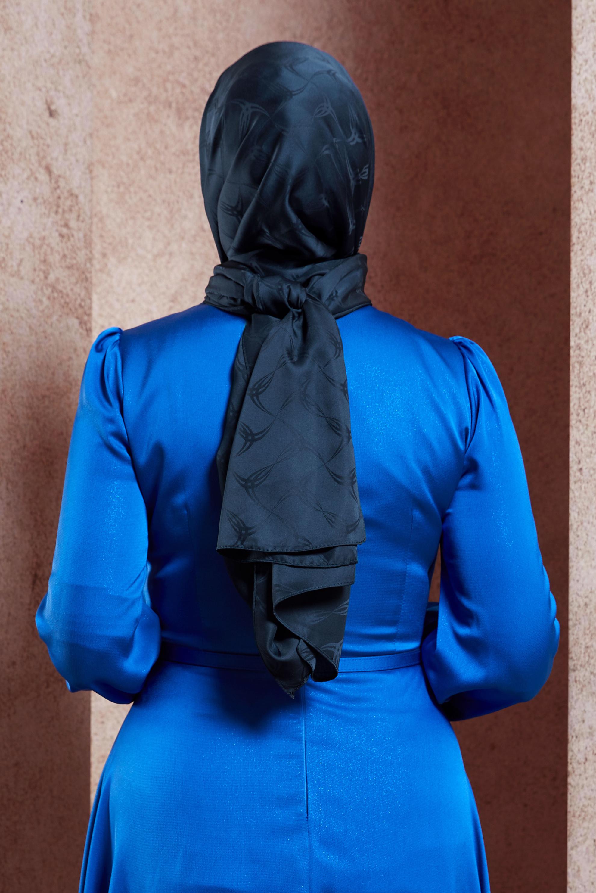 Tesettür giyim LACİVERT ALVINA JAKAR ŞAL 8447