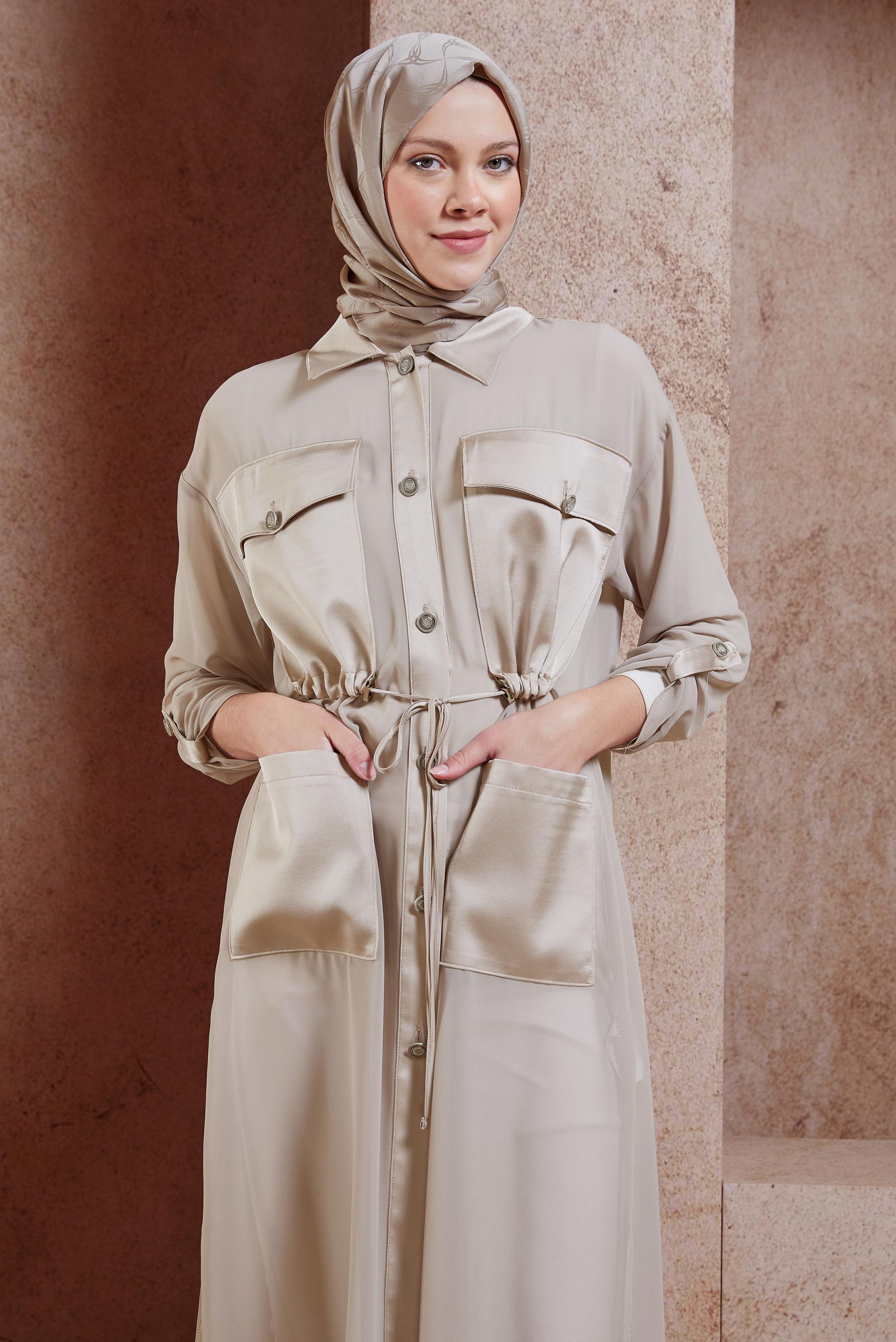 Tesettür giyim VİZON ALVINA JAKAR ŞAL 8447