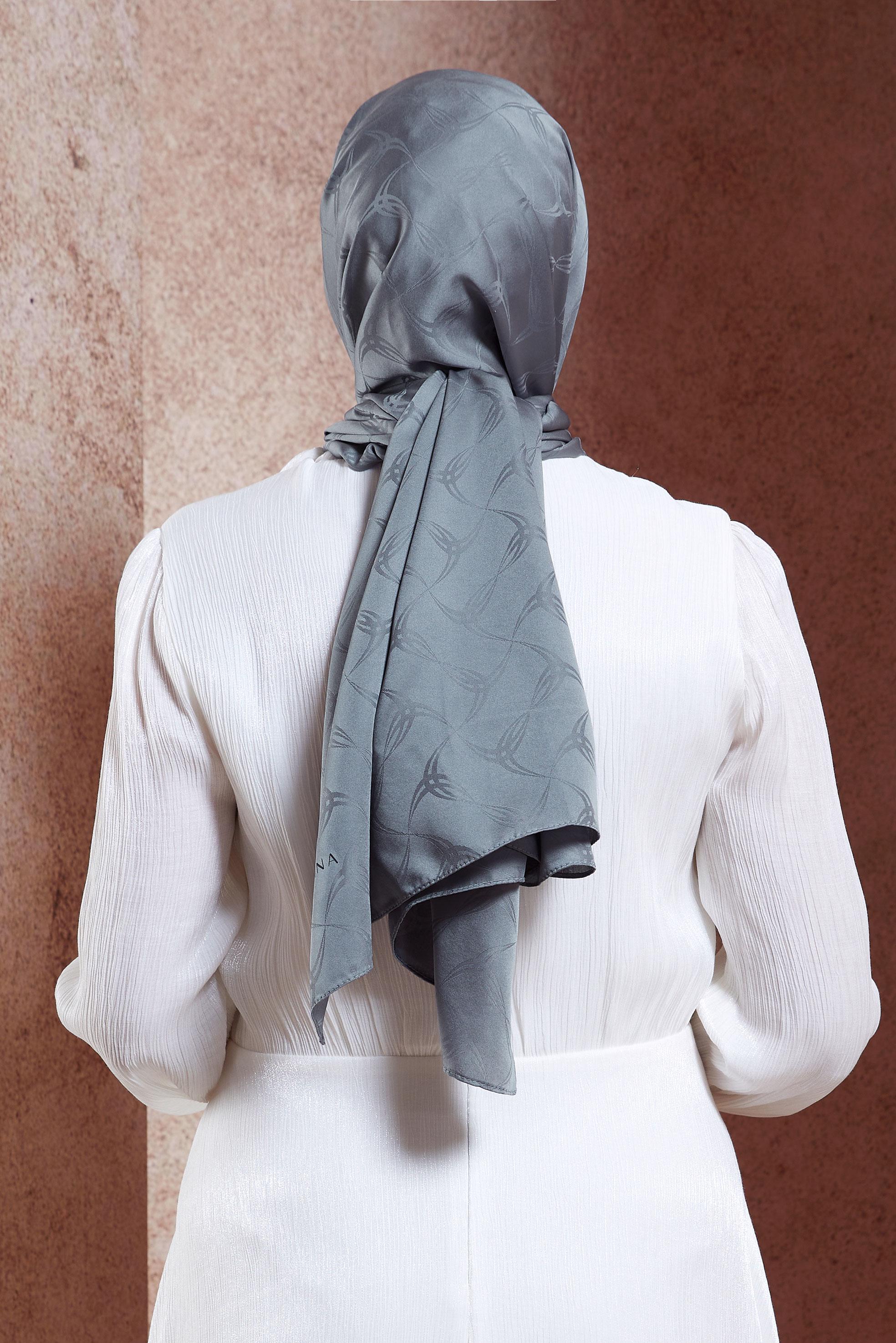 Tesettür giyim GRİ ALVINA JAKAR ŞAL 8447