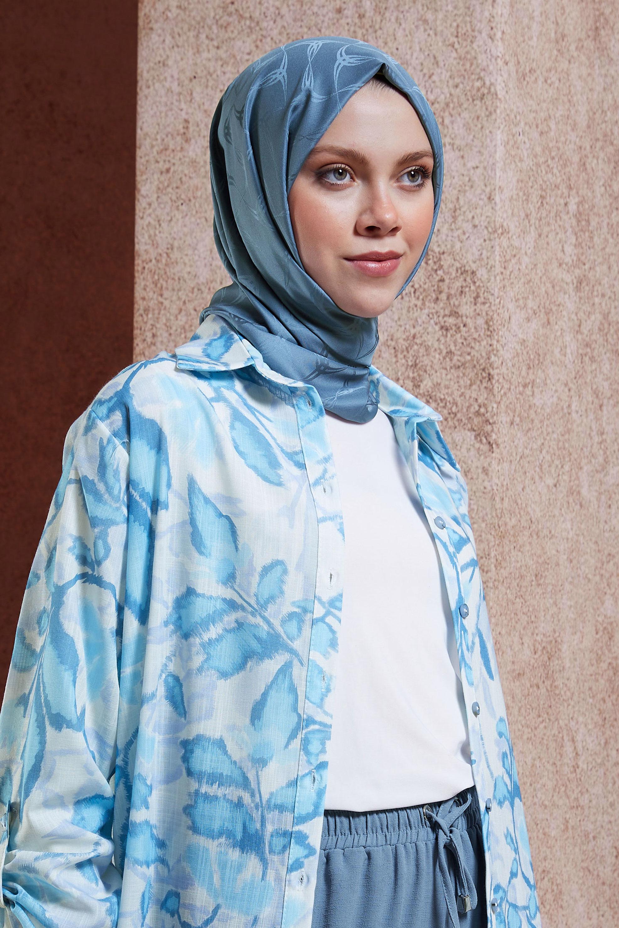 Tesettür giyim LACİVERT ALVINA JAKAR ŞAL 8447