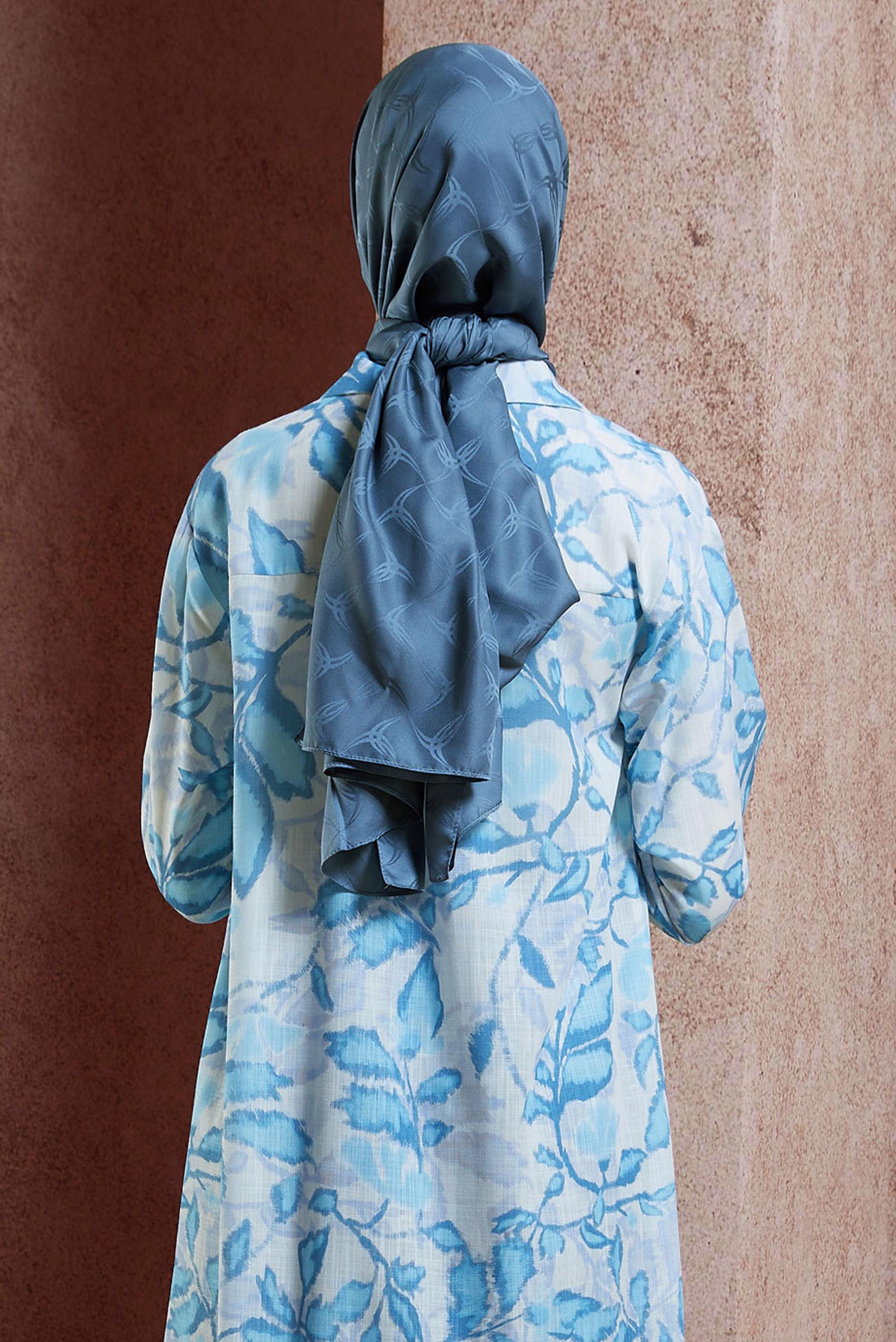 Tesettür giyim LACİVERT ALVINA JAKAR ŞAL 8447