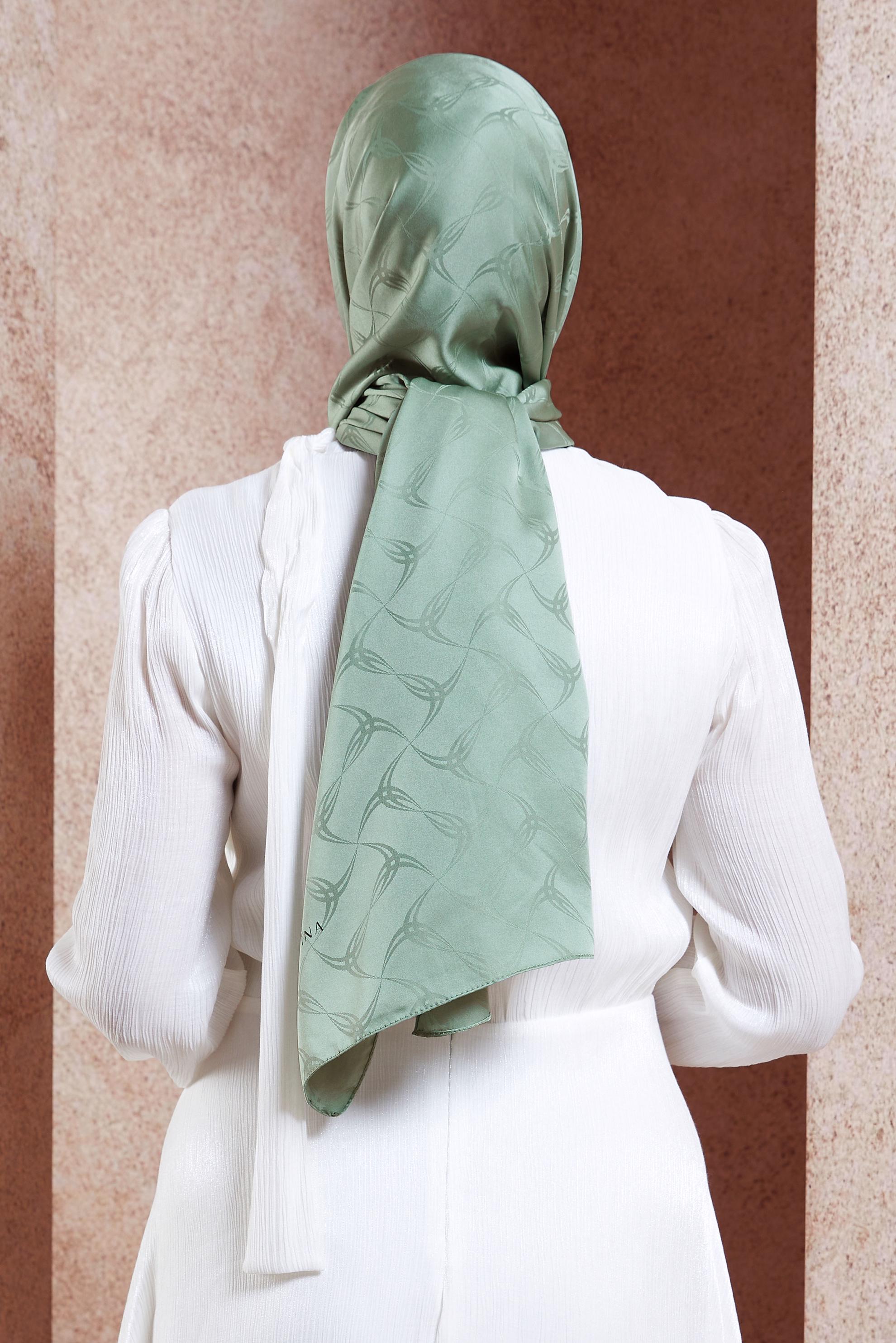 Tesettür giyim YEŞİL ALVINA JAKAR ŞAL 8447