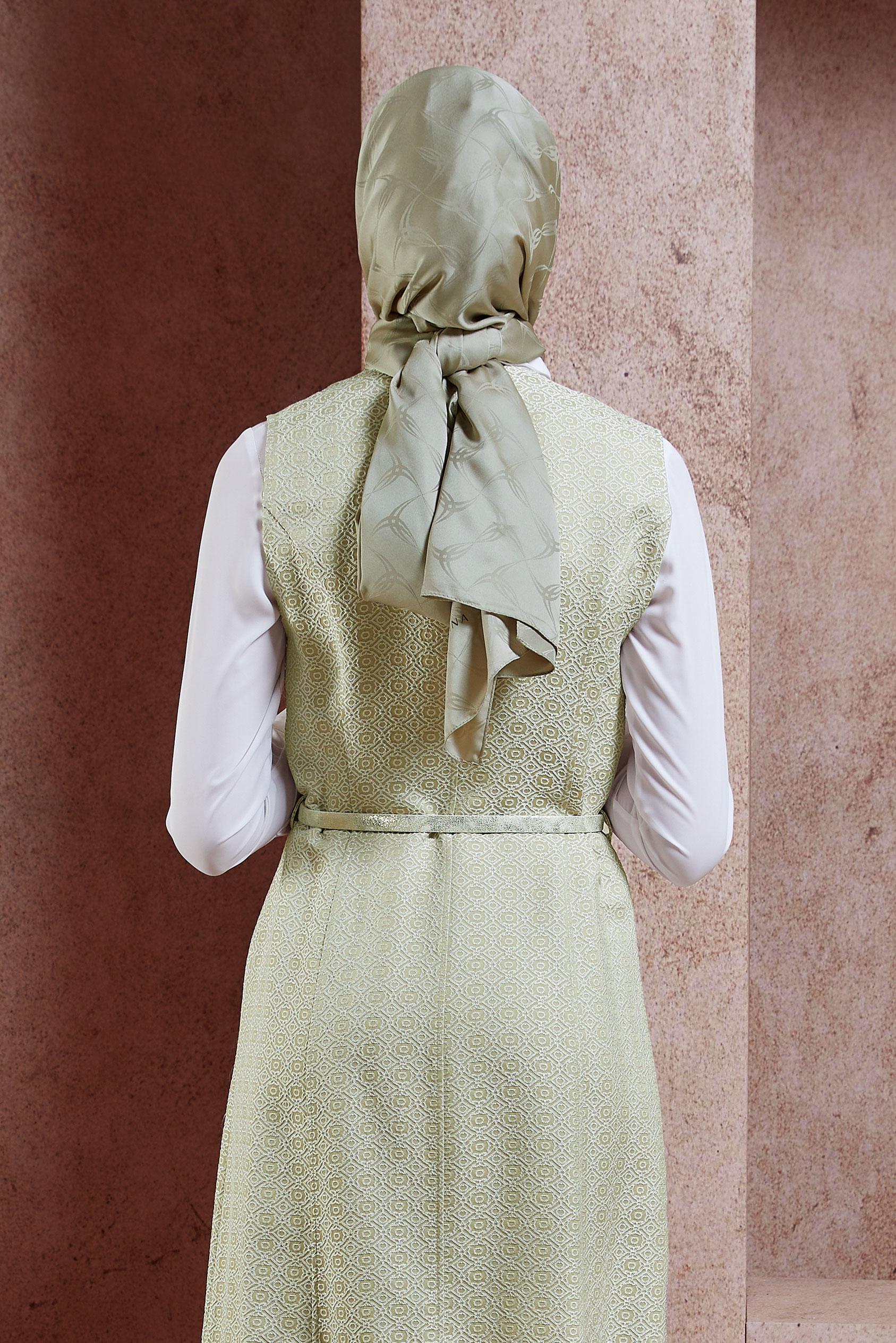 Tesettür giyim YEŞİL ALVINA JAKAR ŞAL 8447