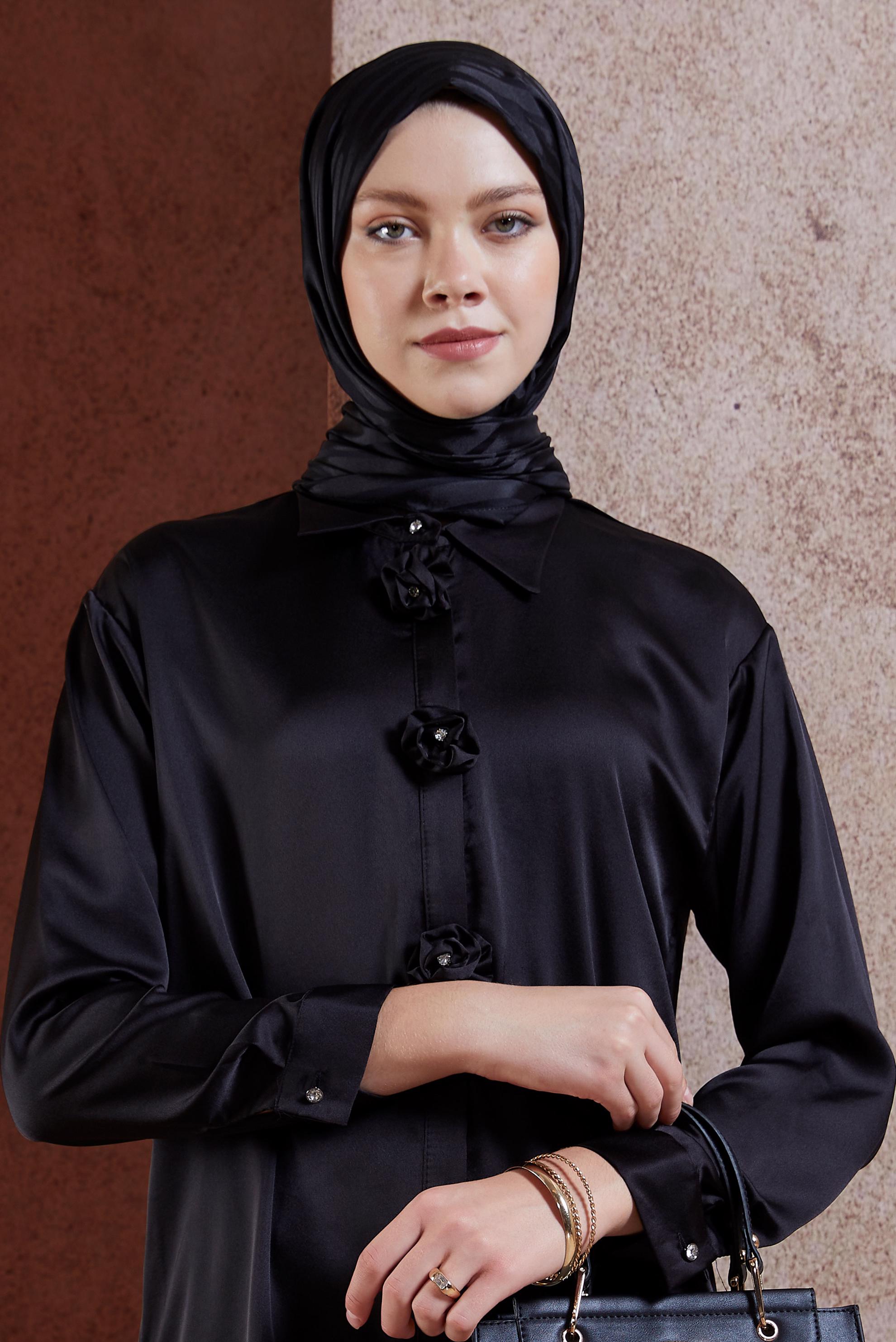 Tesettür giyim SİYAH ALVİNA JAKAR ŞAL 8448