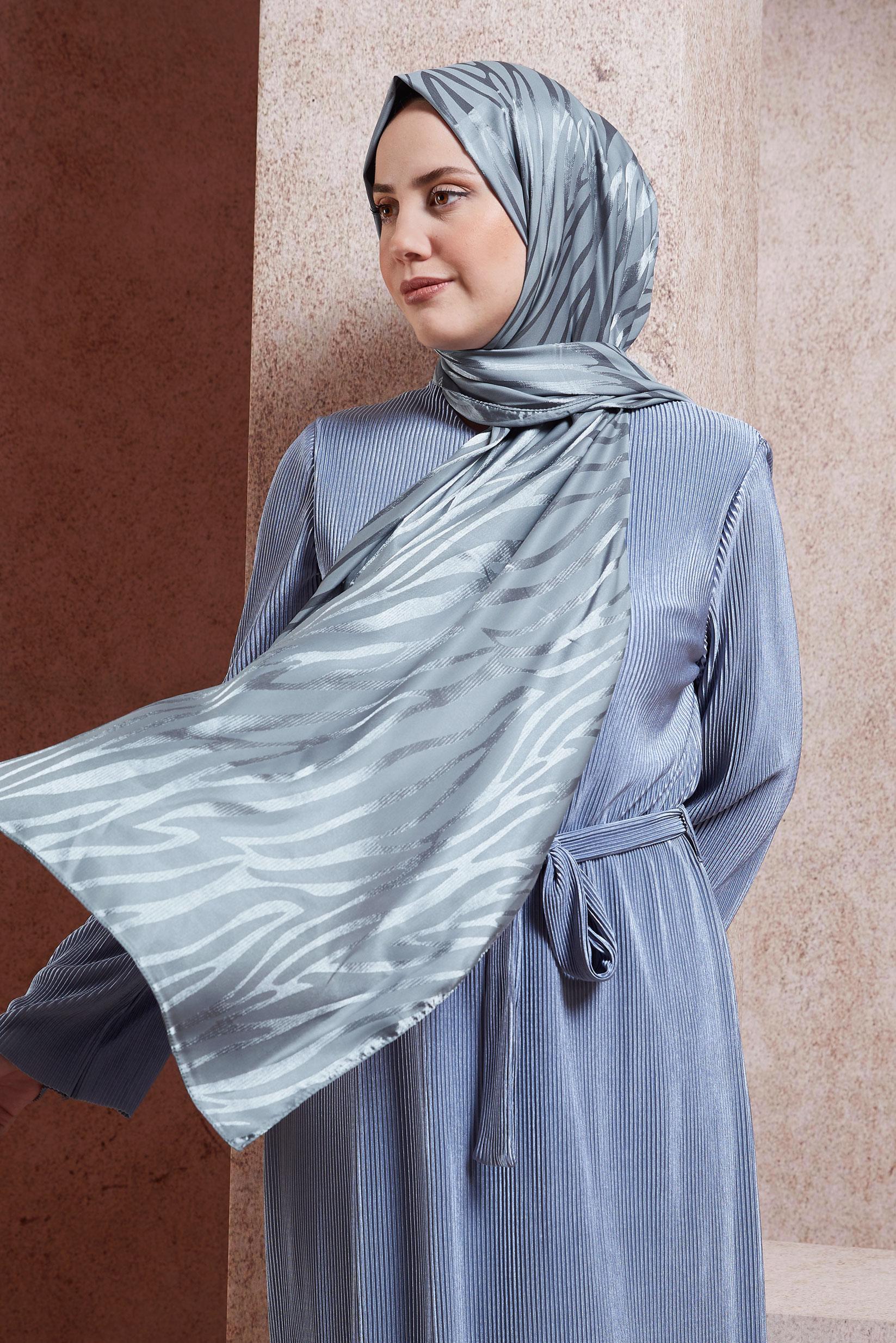 Tesettür giyim GRİ ALVİNA JAKAR ŞAL 8448