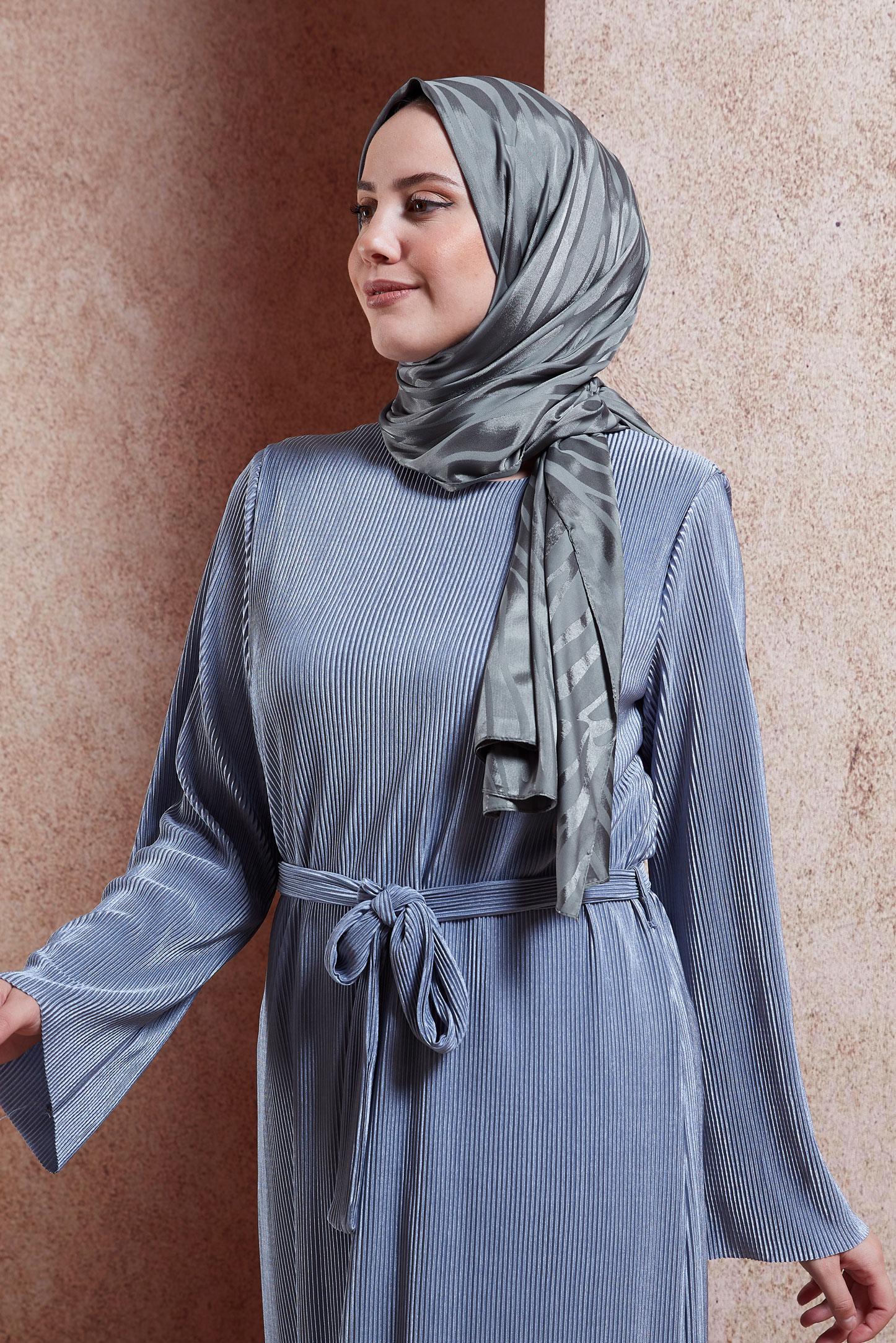 Tesettür giyim GRİ ALVİNA JAKAR ŞAL 8448