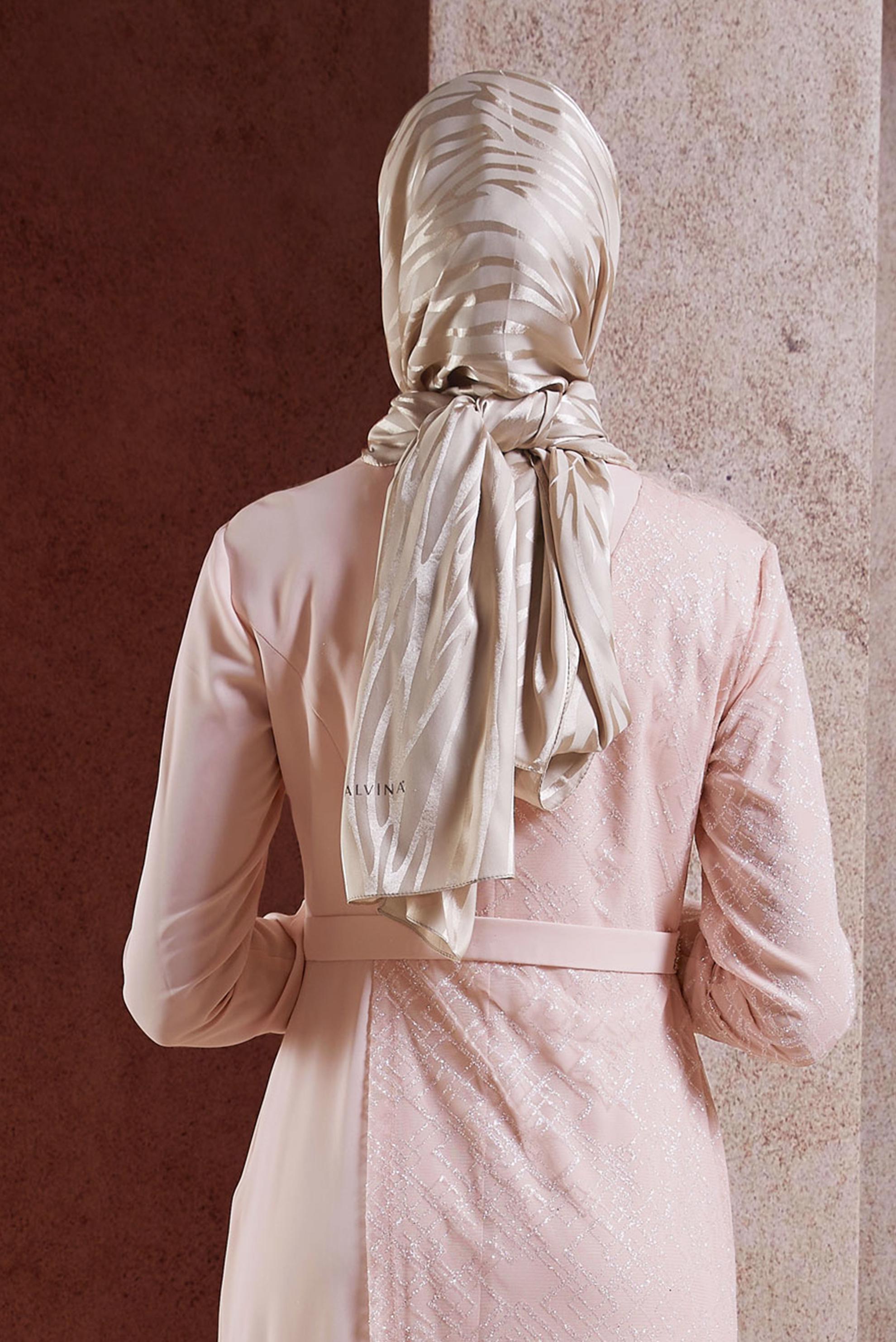 Tesettür giyim KAHVE ALVİNA JAKAR ŞAL 8448