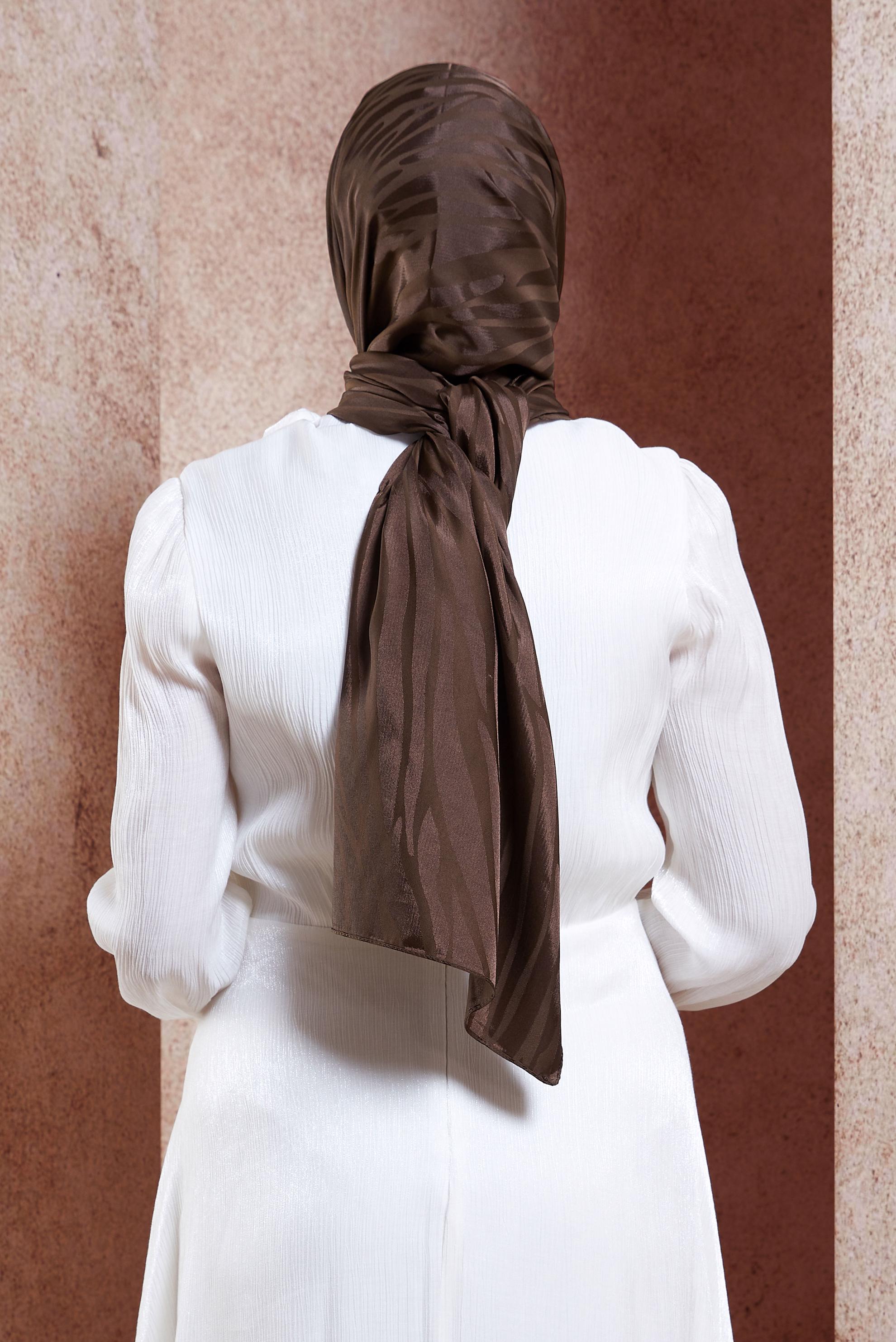 Tesettür giyim KAHVE ALVİNA JAKAR ŞAL 8448