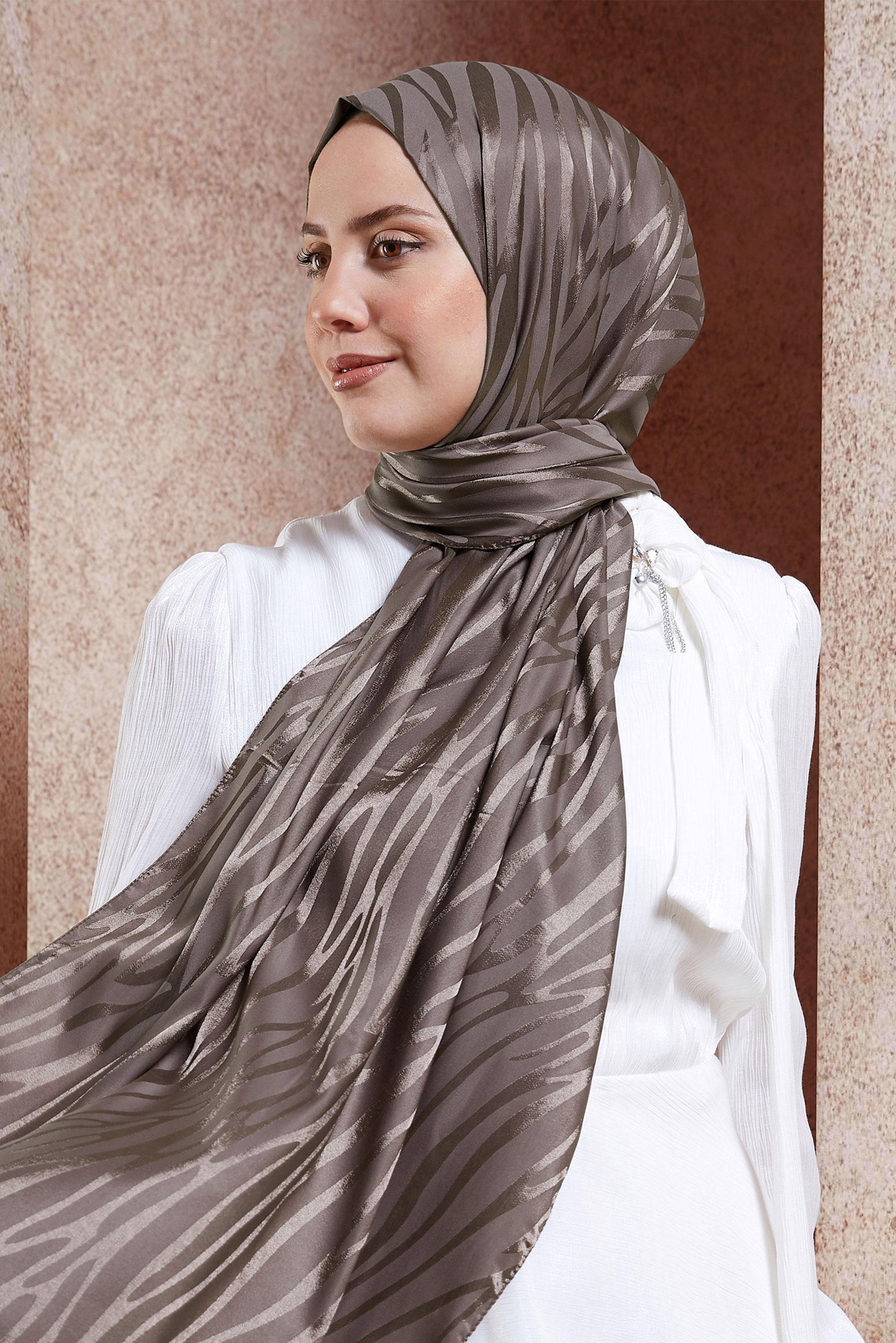 Tesettür giyim KAHVE ALVİNA JAKAR ŞAL 8448