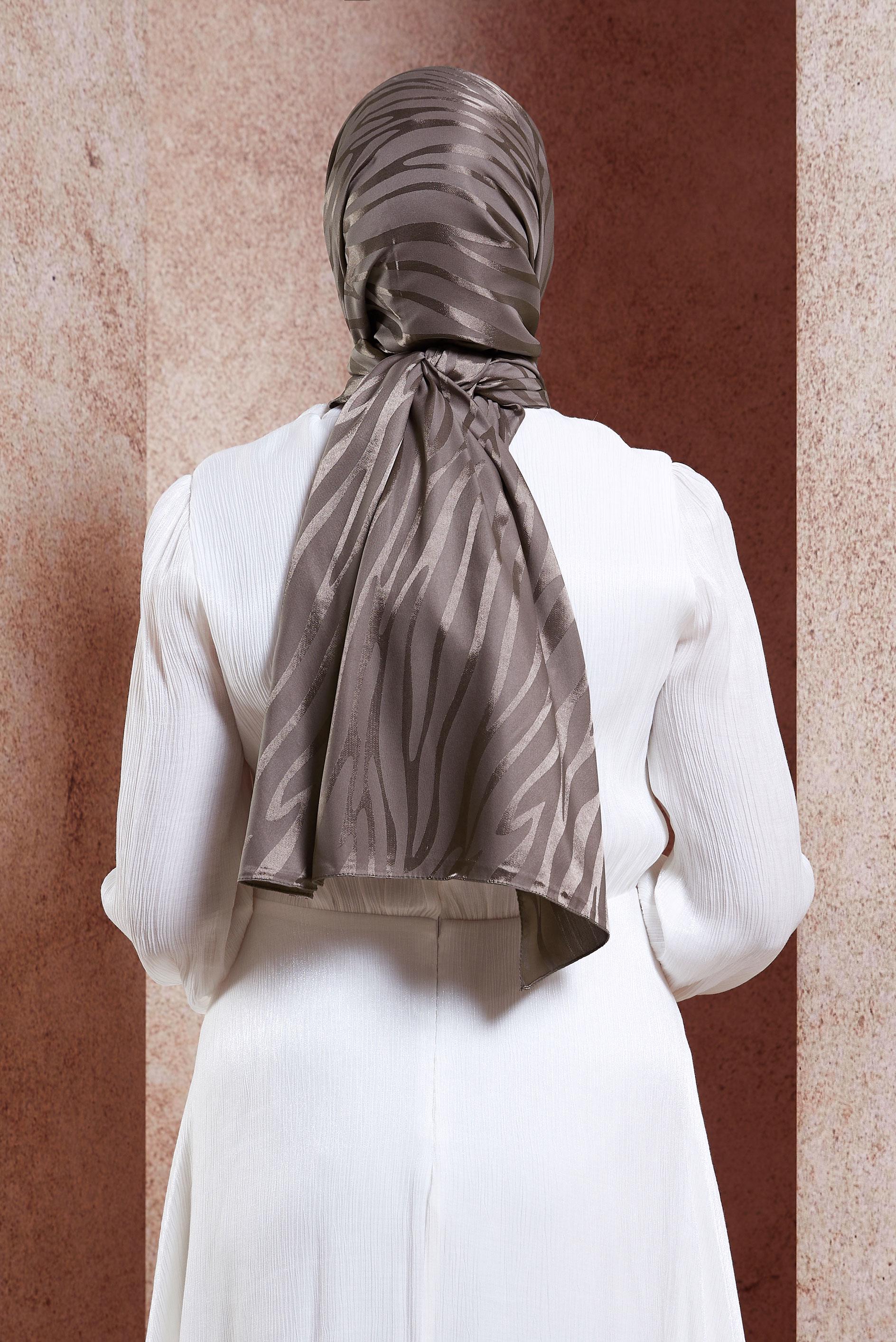 Tesettür giyim KAHVE ALVİNA JAKAR ŞAL 8448