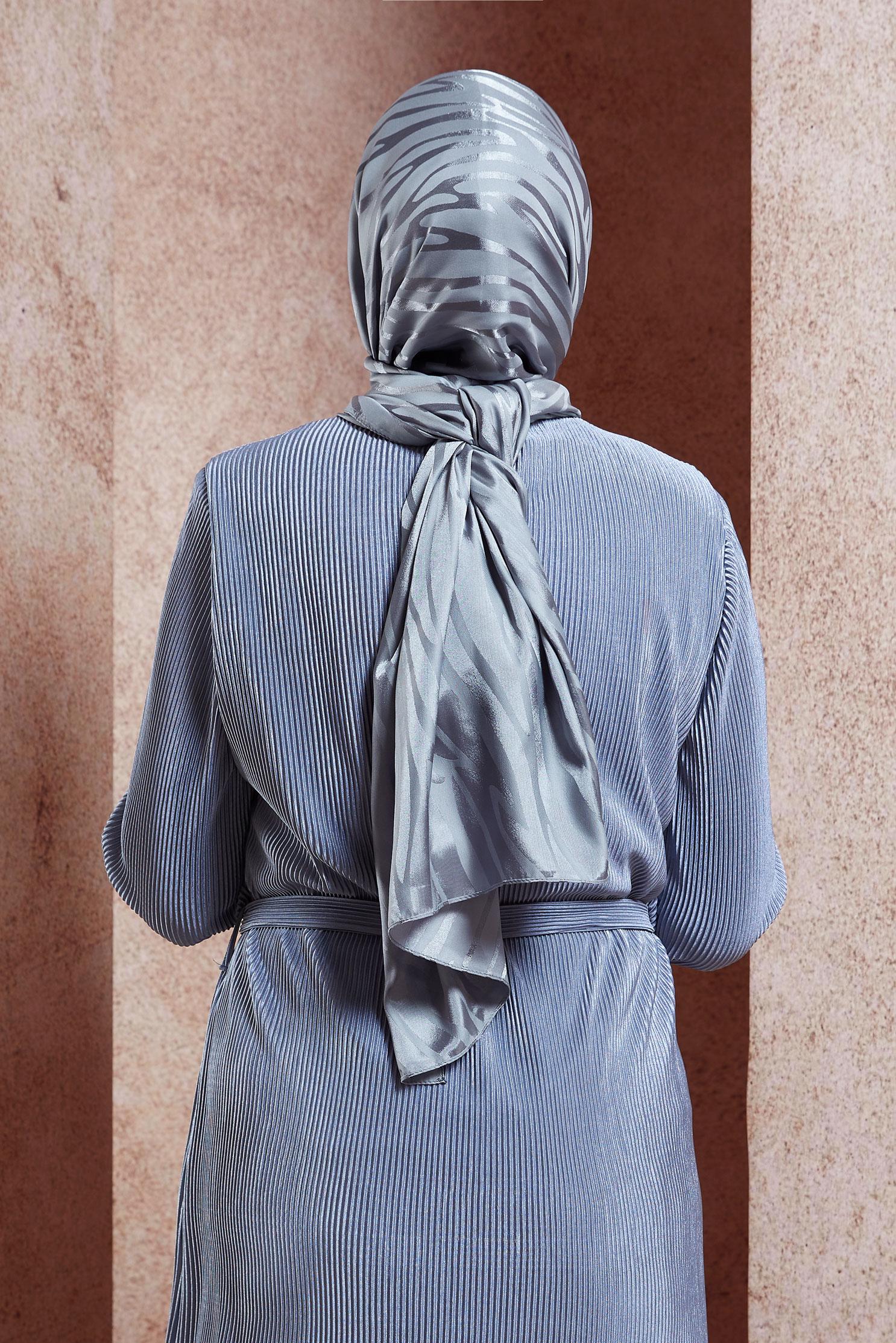 Tesettür giyim GRİ ALVİNA JAKAR ŞAL 8448