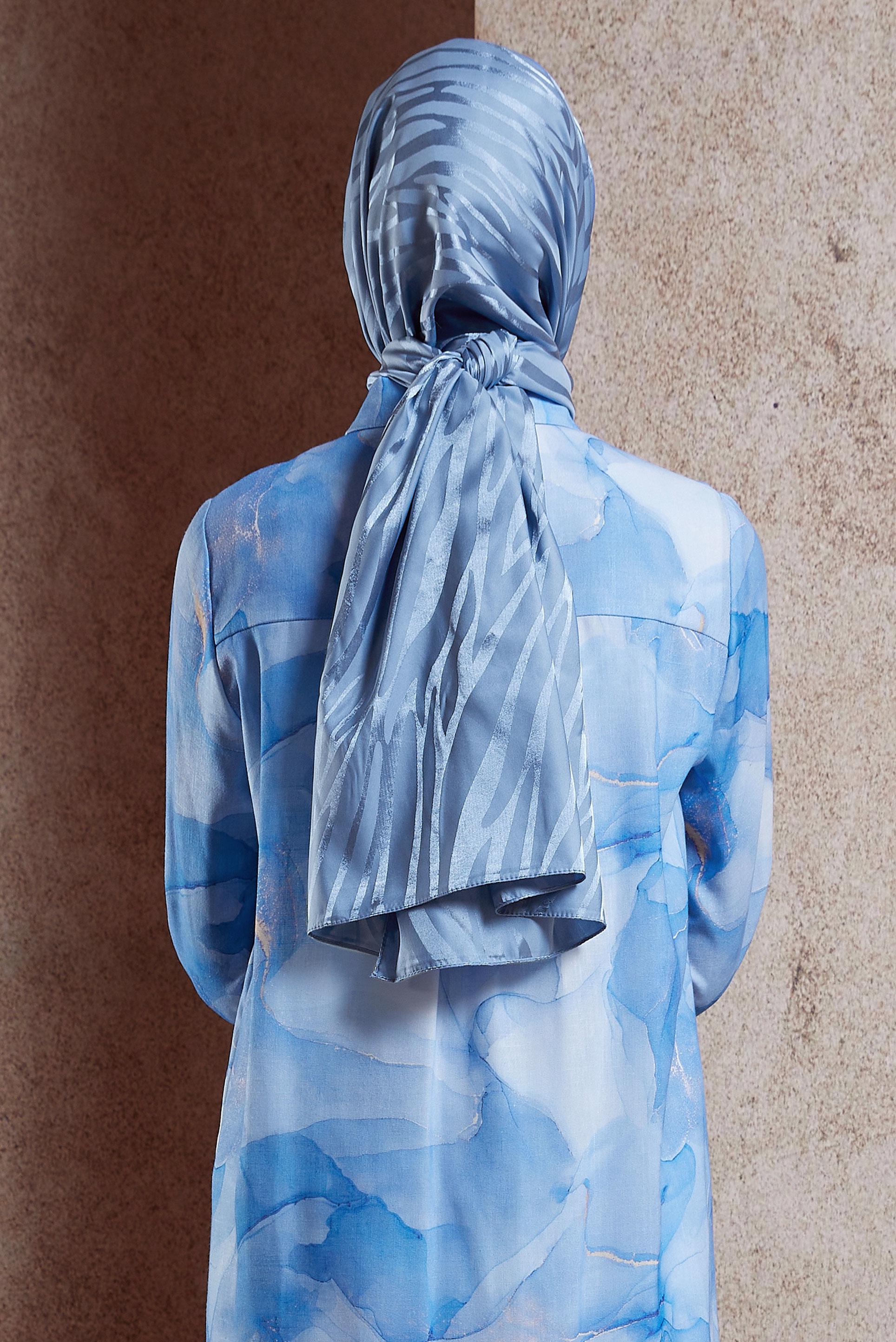 Tesettür giyim LACİVERT ALVİNA JAKAR ŞAL 8448