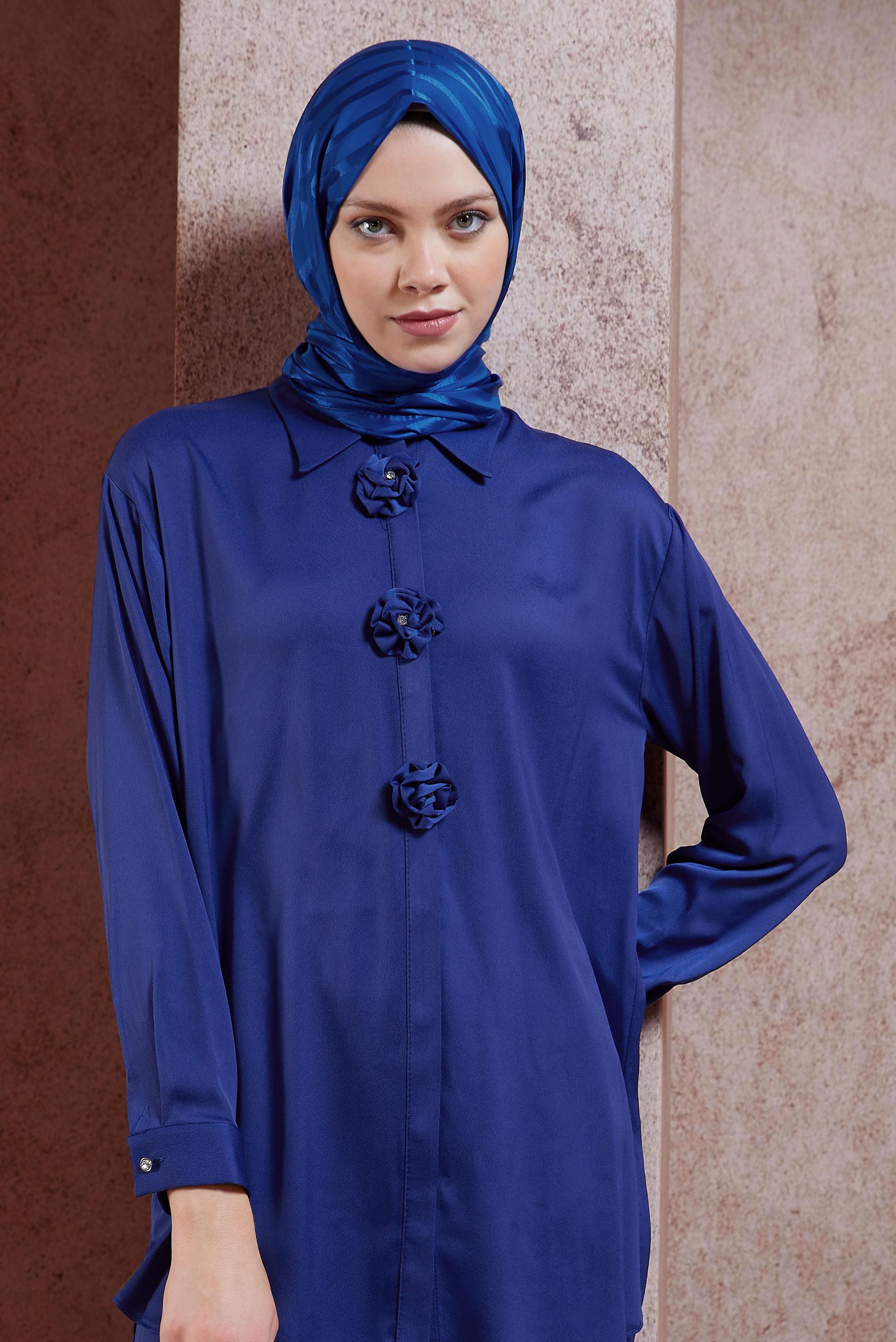 Tesettür giyim LACİVERT ALVİNA JAKAR ŞAL 8448