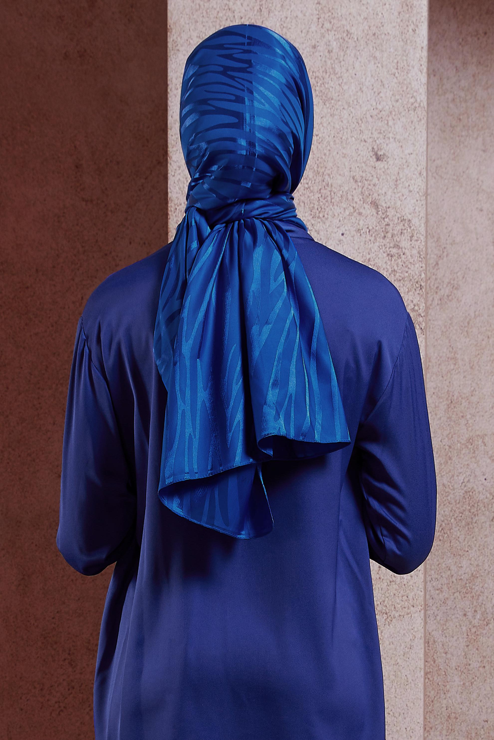 Tesettür giyim LACİVERT ALVİNA JAKAR ŞAL 8448