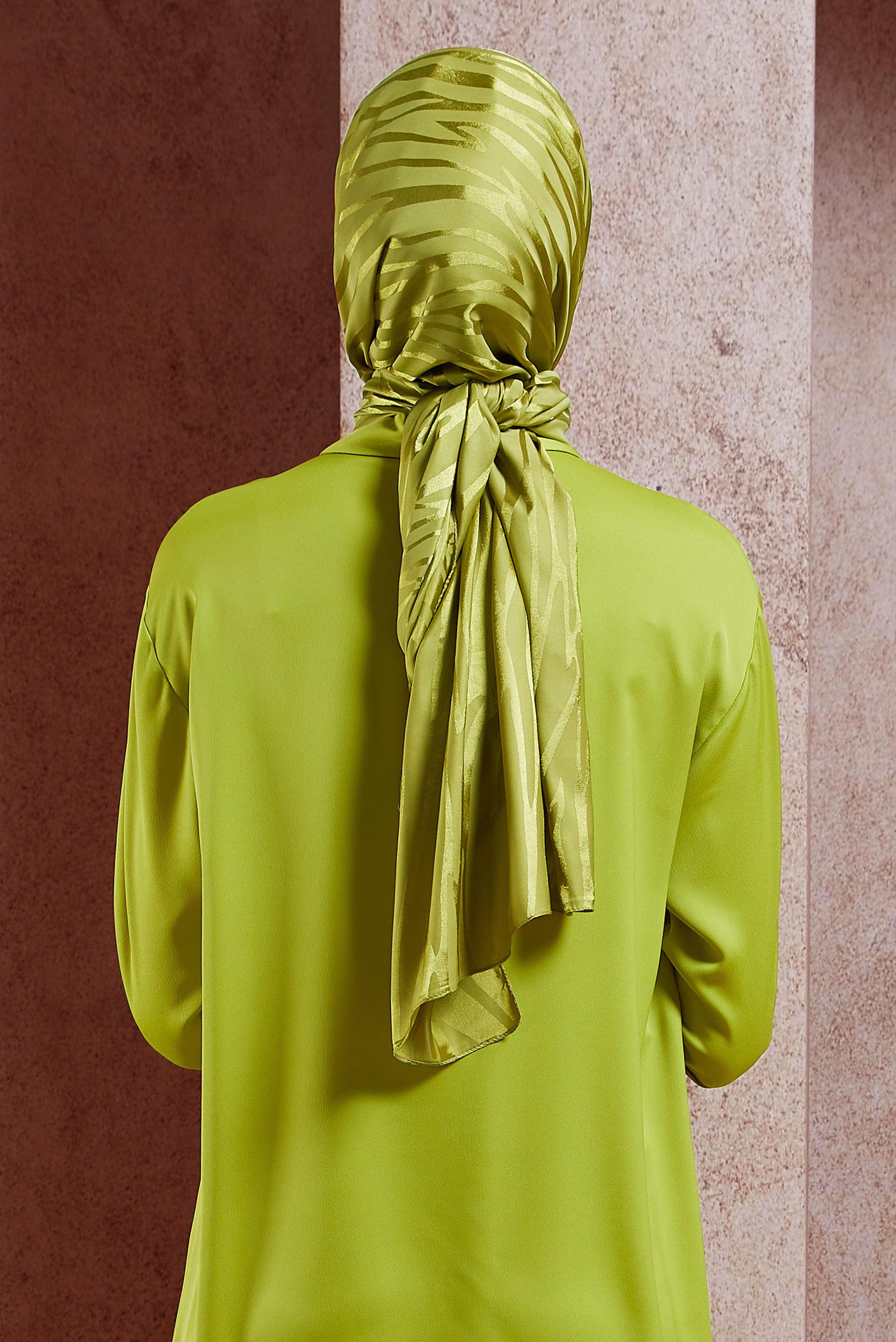 Tesettür giyim YEŞİL ALVİNA JAKAR ŞAL 8448