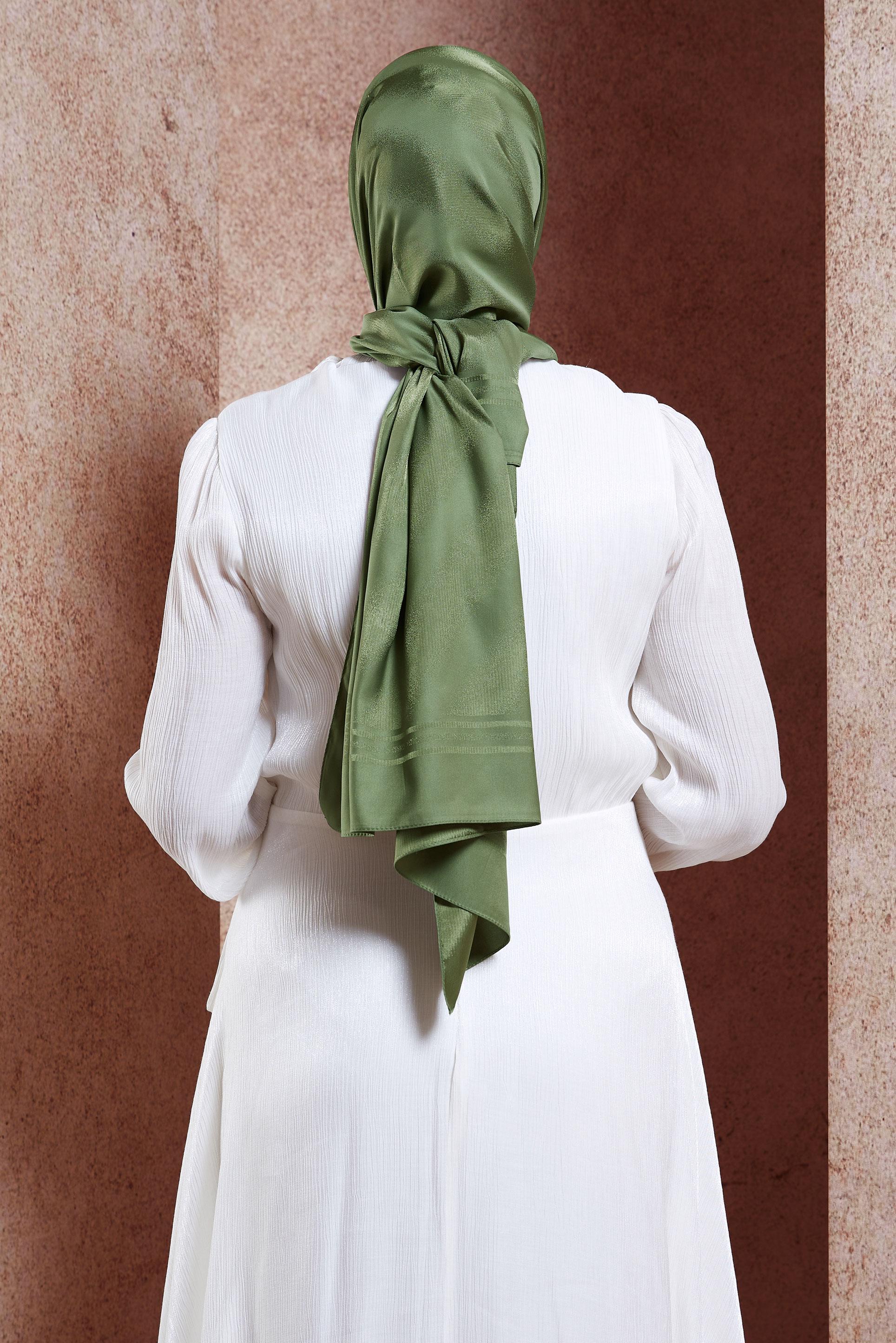 Tesettür giyim HAKİ ALVİNA JAKAR ŞAL 8449