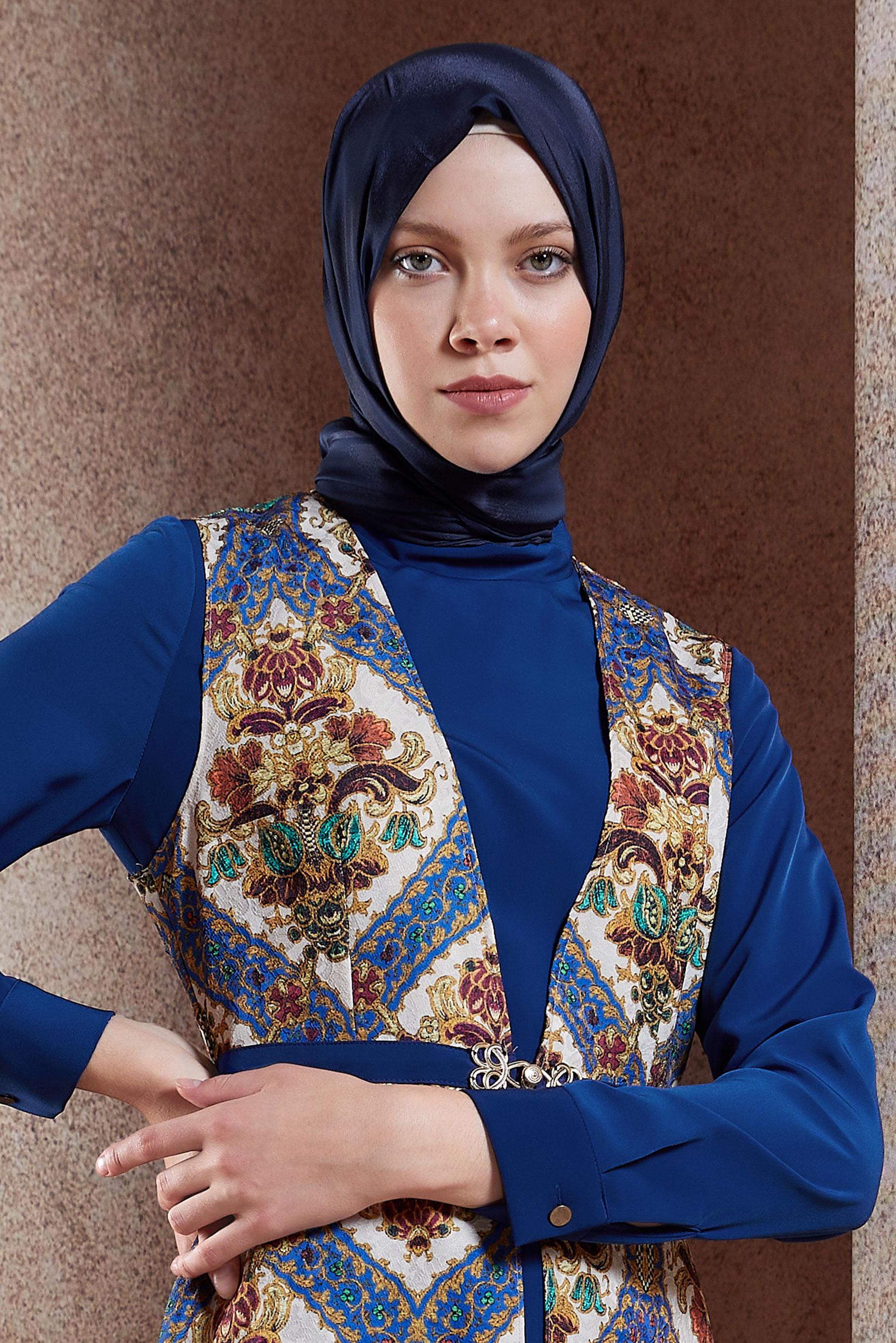 Tesettür giyim LACİVERT ALVİNA JAKAR ŞAL 8449