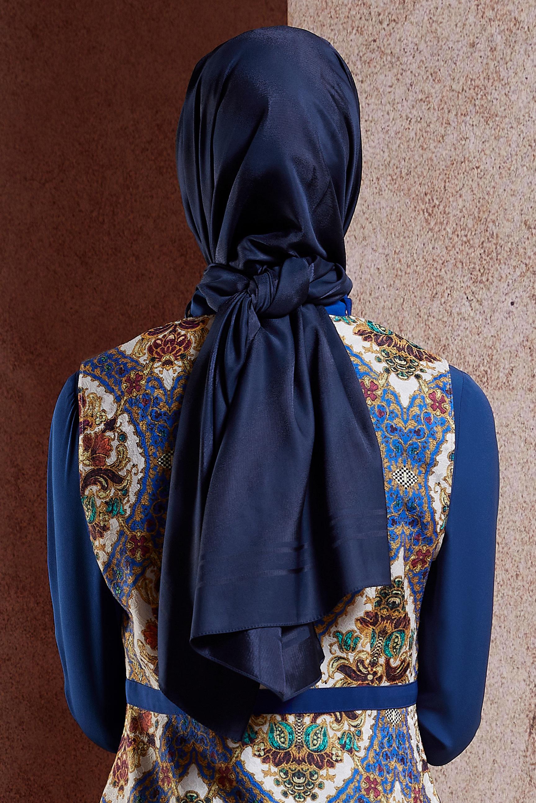 Tesettür giyim LACİVERT ALVİNA JAKAR ŞAL 8449