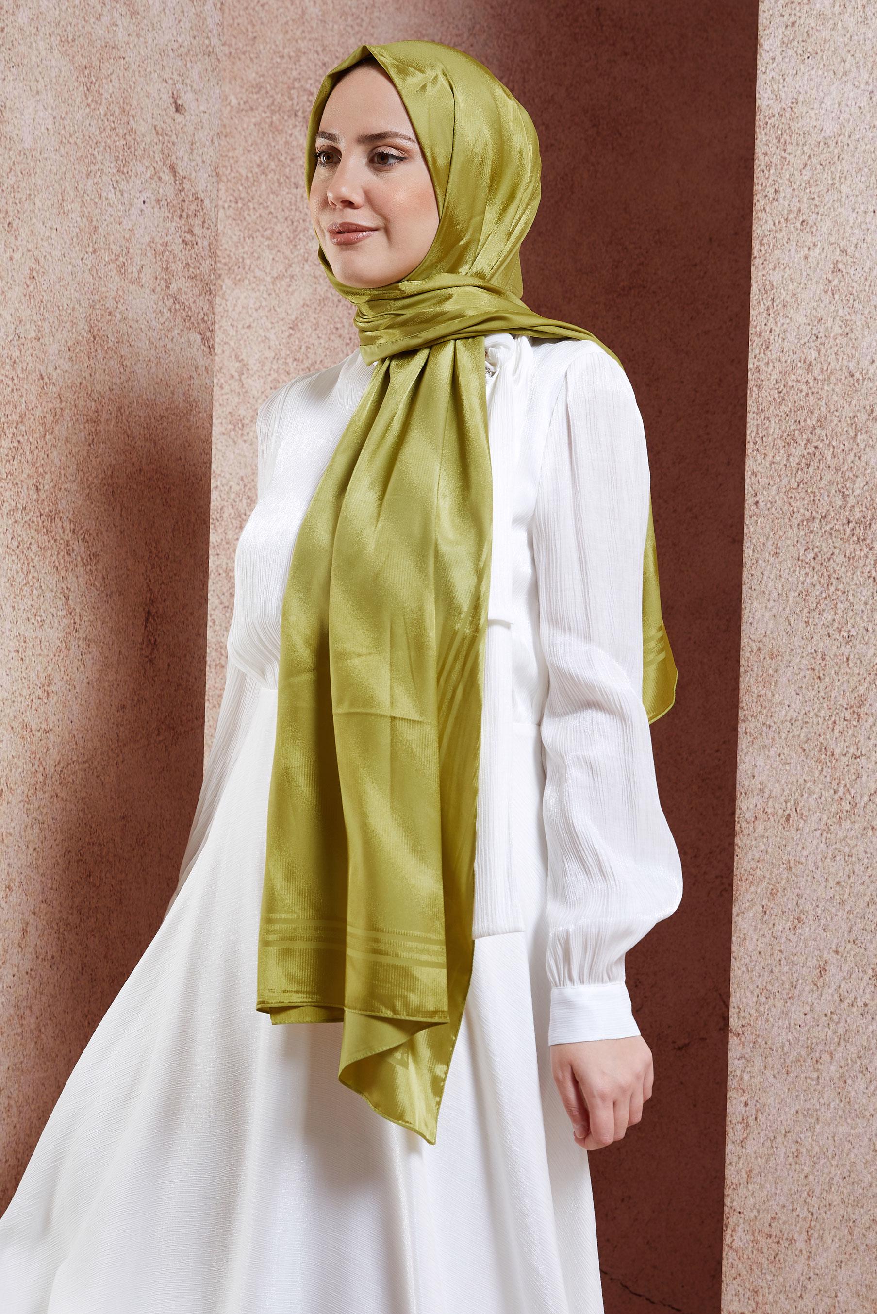 Tesettür giyim YEŞİL ALVİNA JAKAR ŞAL 8449