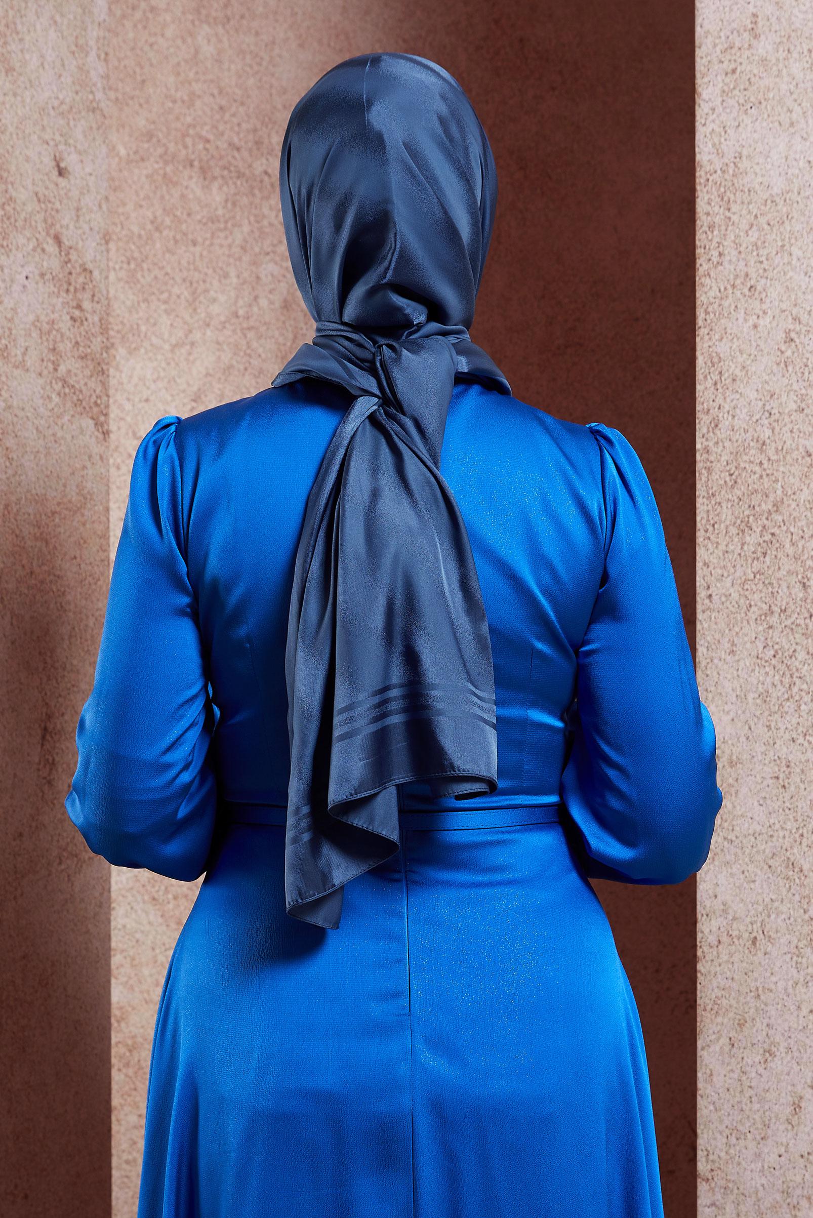 Tesettür giyim MAVİ ALVİNA JAKAR ŞAL 8449