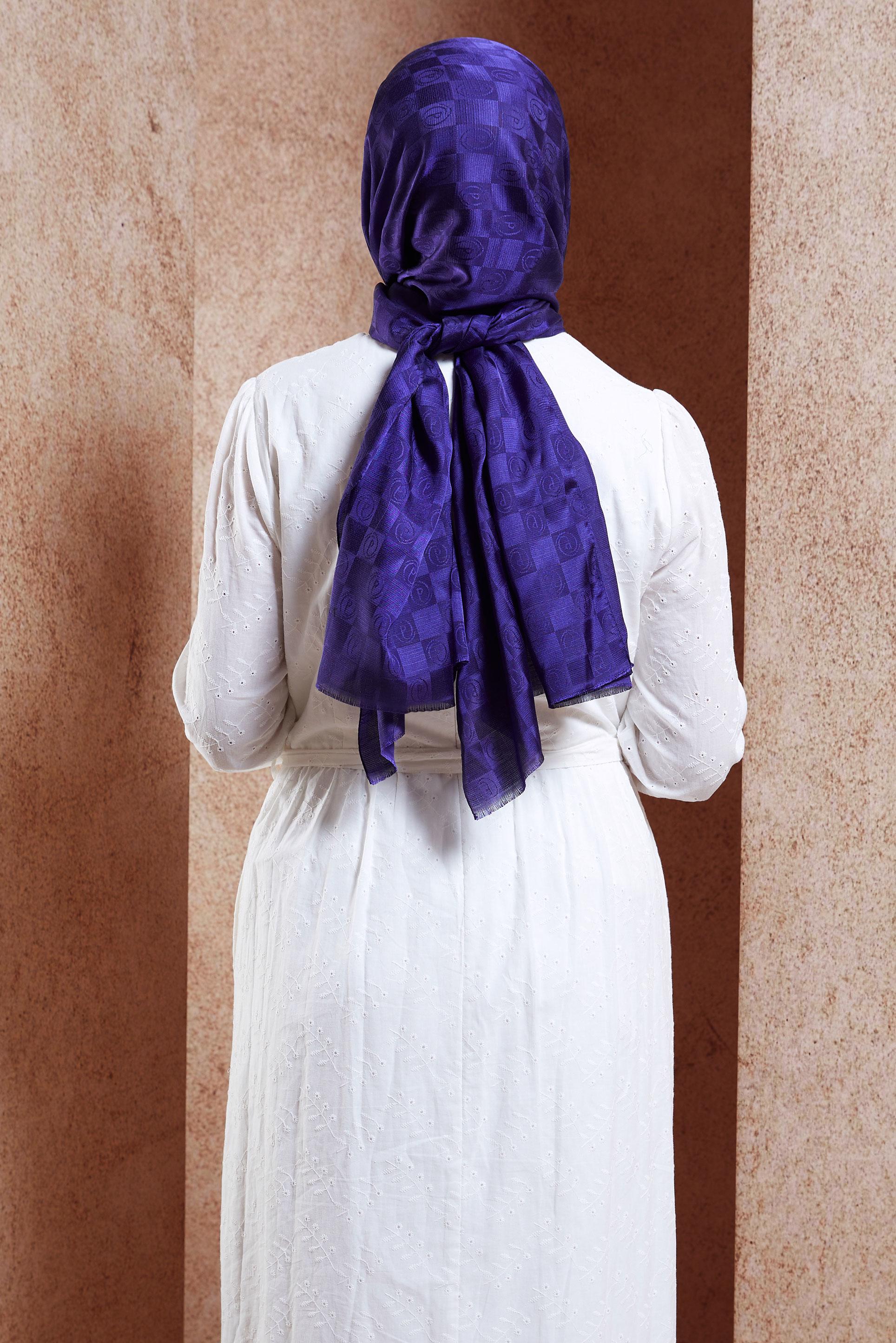 Tesettür giyim MOR ALVİNA MONOGRAM ŞAL 8450