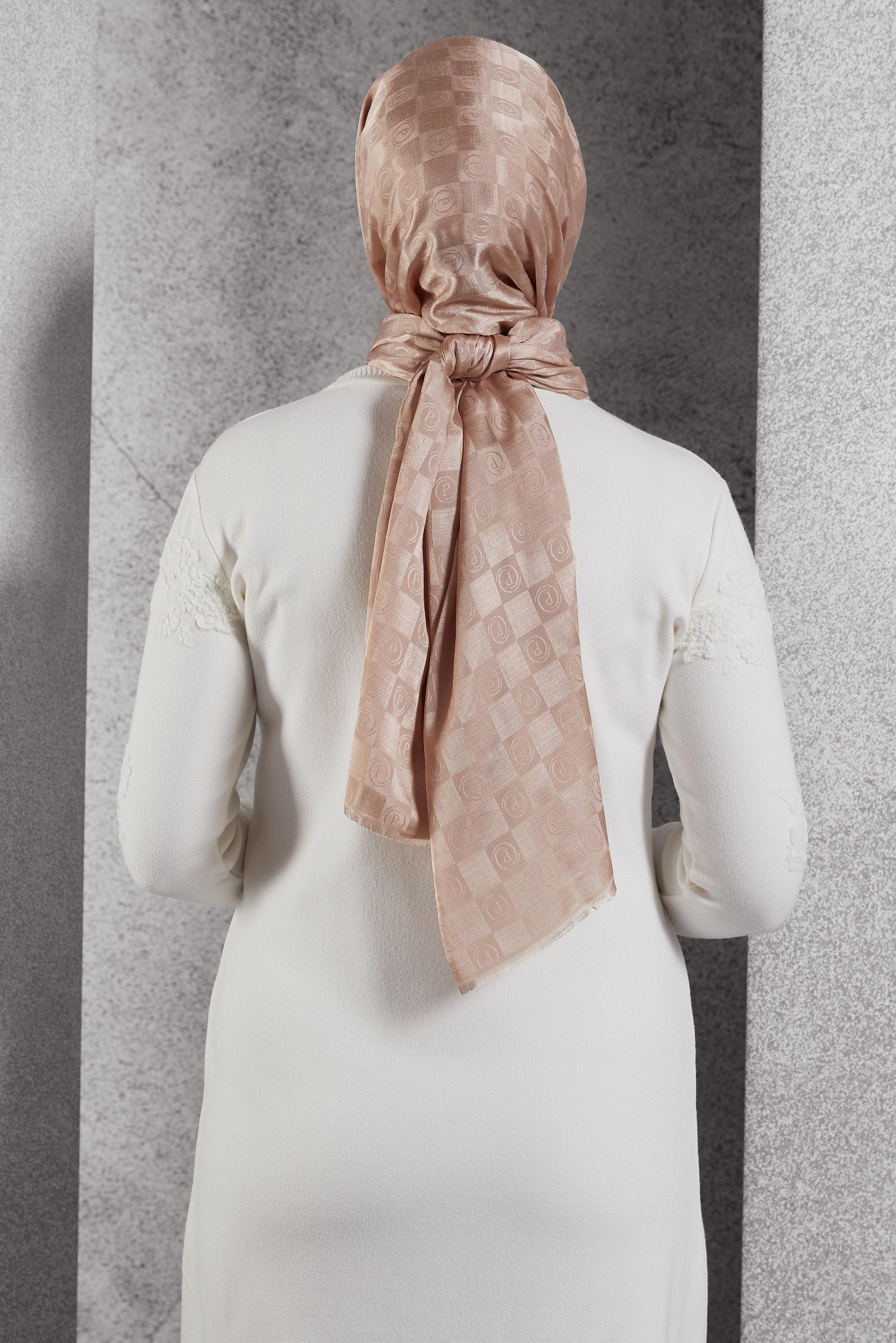Tesettür giyim KAHVE ALVİNA MONOGRAM ŞAL 8450