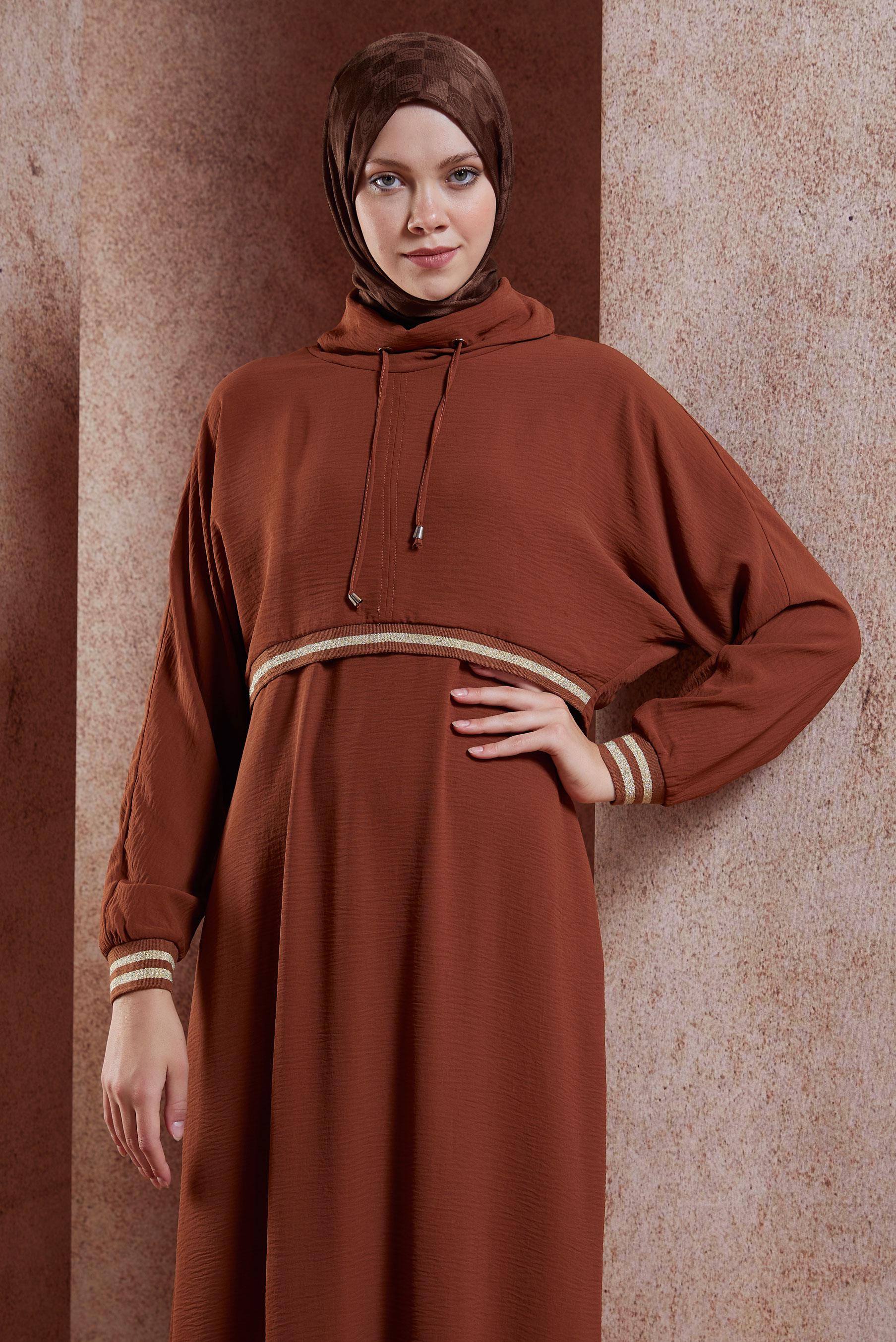 Tesettür giyim KAHVE ALVİNA MONOGRAM ŞAL 8450