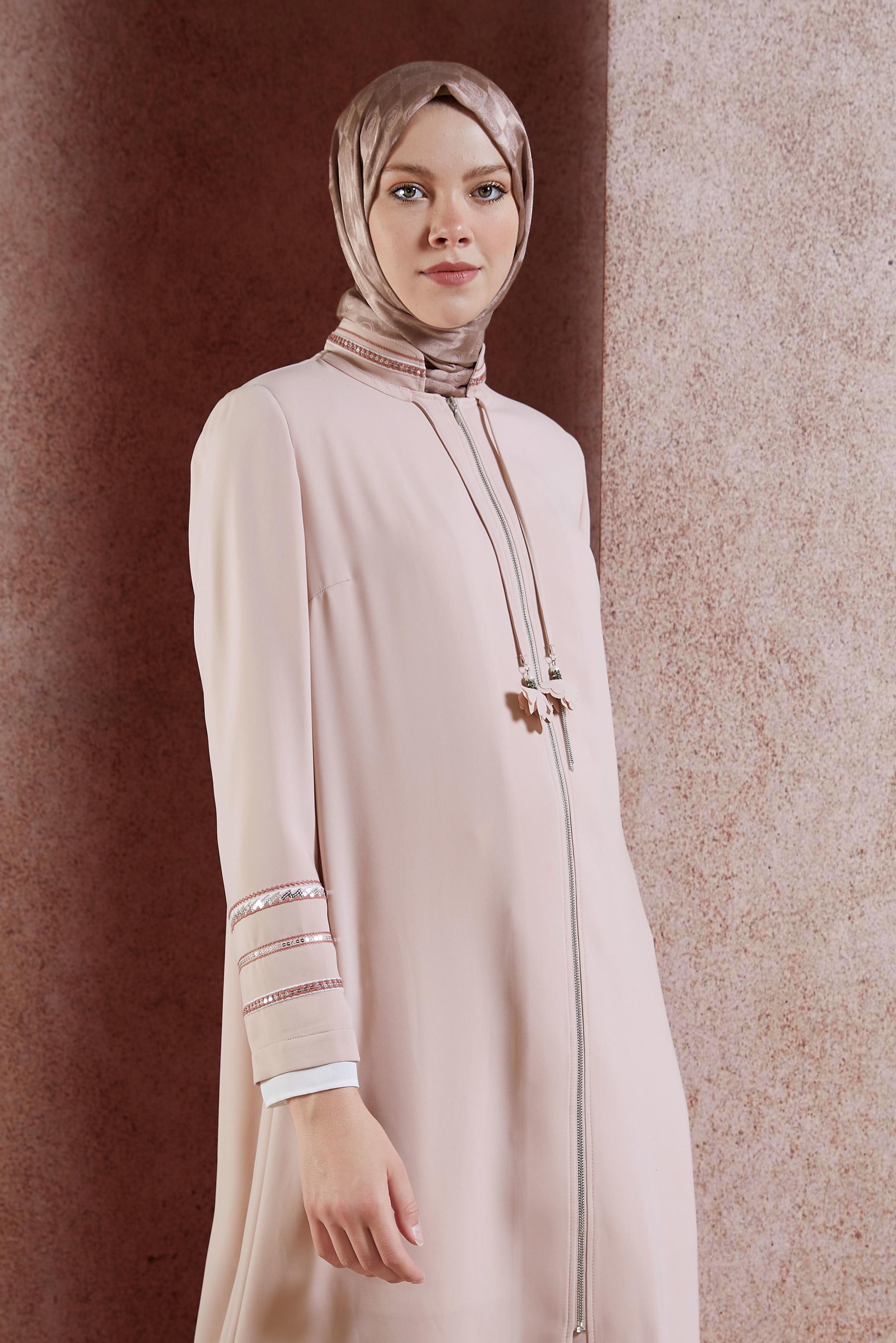 Tesettür giyim VİZON ALVİNA MONOGRAM ŞAL 8450