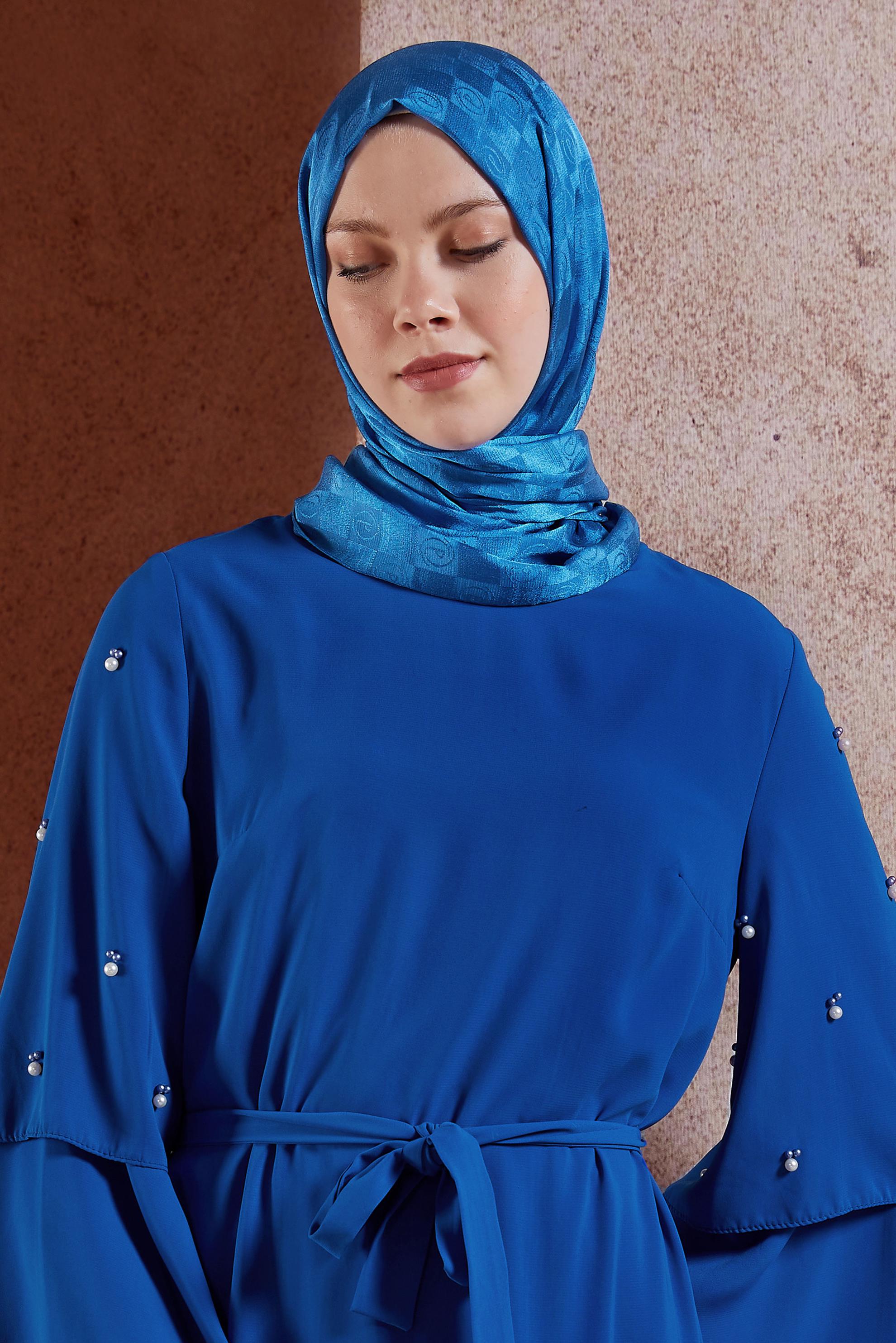 Tesettür giyim LACİVERT ALVİNA MONOGRAM ŞAL 8450