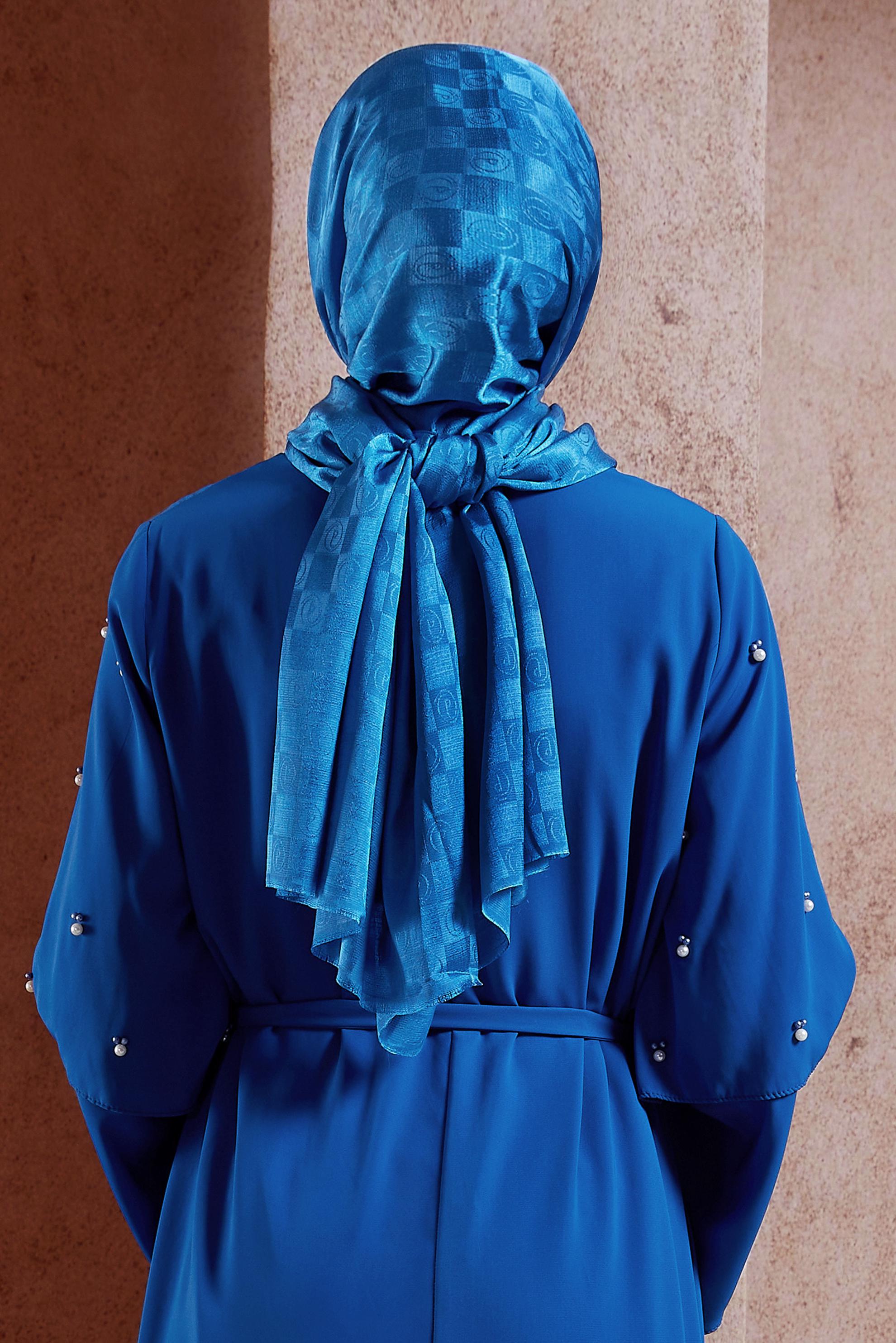 Tesettür giyim LACİVERT ALVİNA MONOGRAM ŞAL 8450