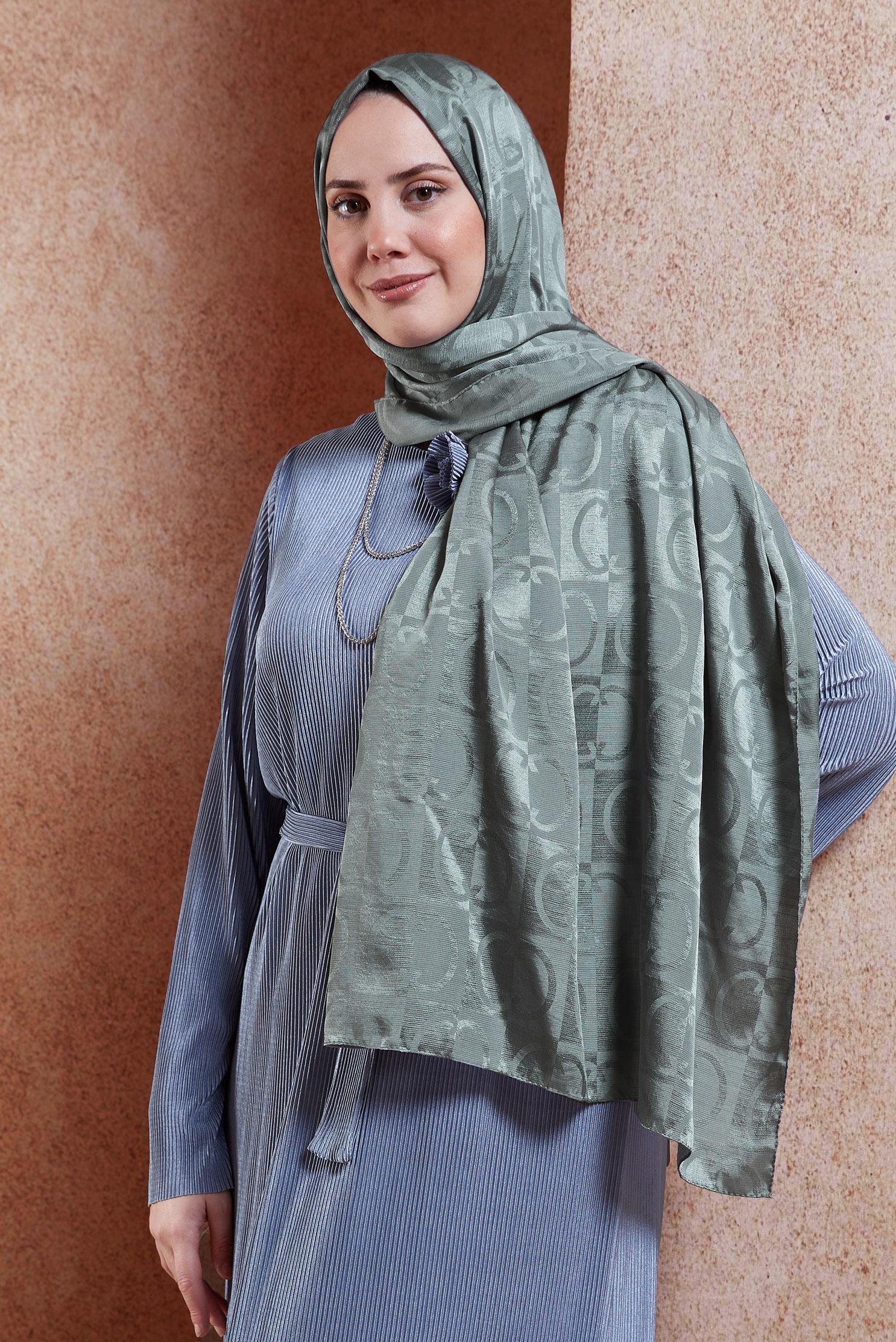 Tesettür giyim GRİ ALVİNA JAKAR ŞAL 8453