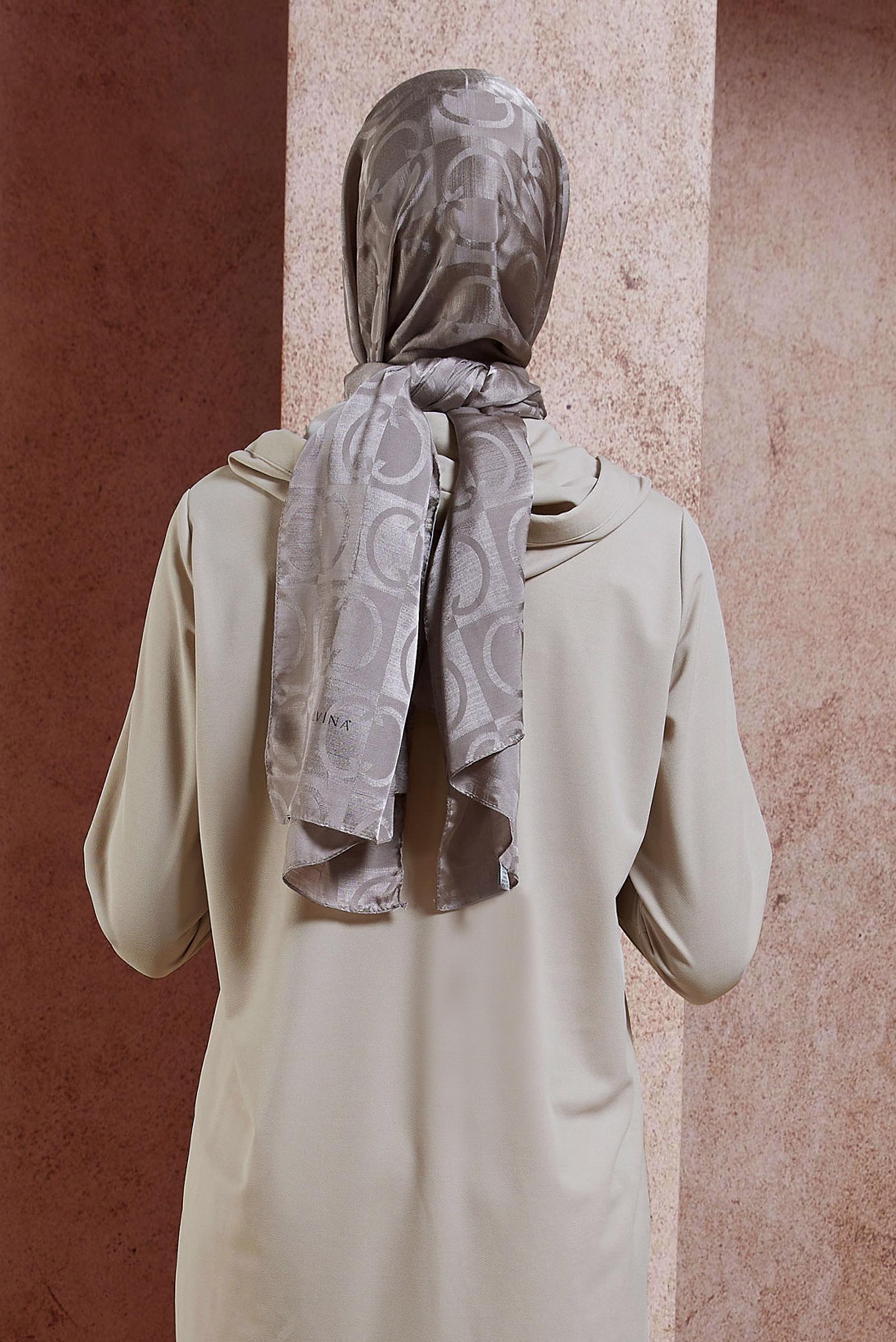 Tesettür giyim KAHVE ALVİNA JAKAR ŞAL 8453