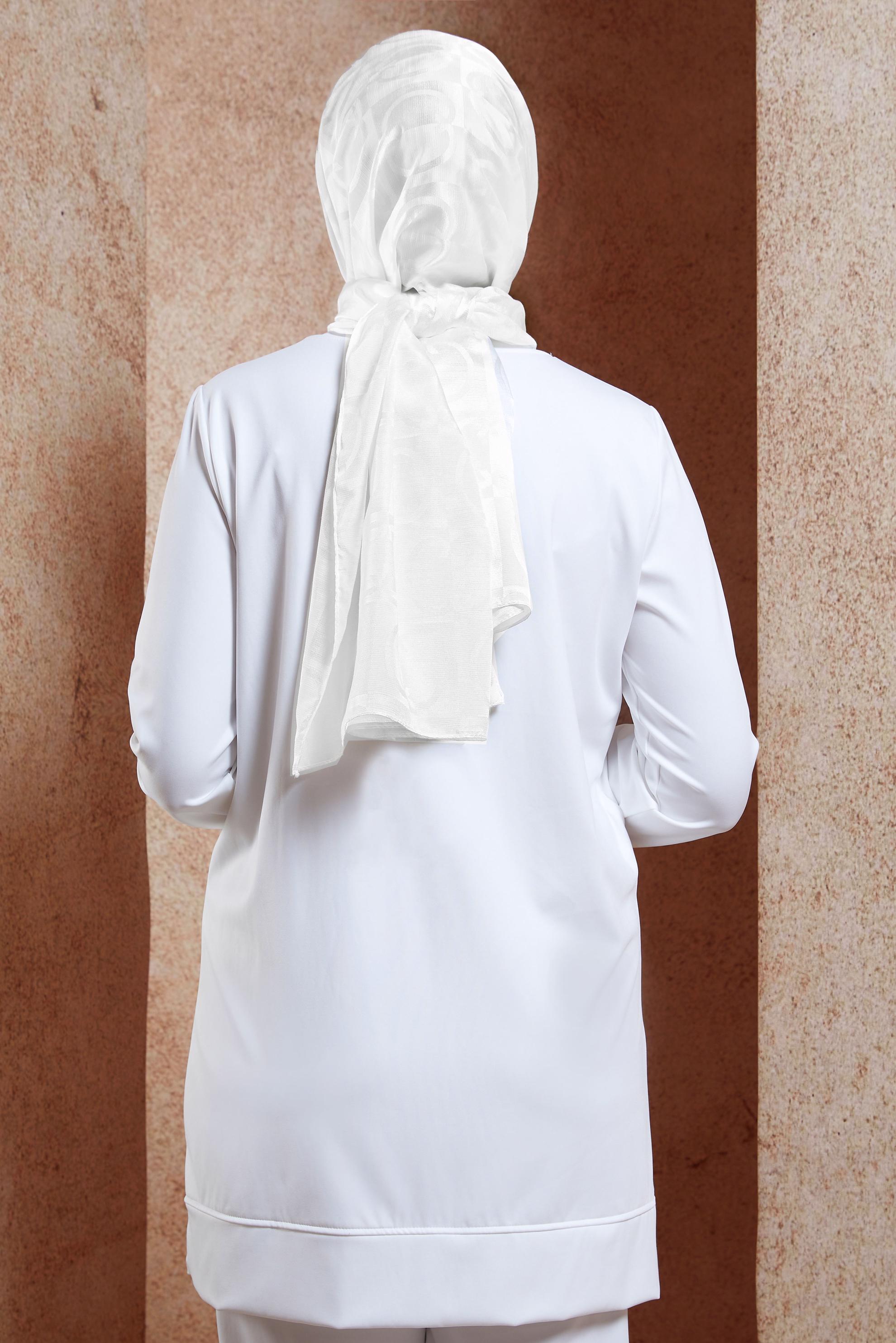 Tesettür giyim EKRU ALVİNA JAKAR ŞAL 8453