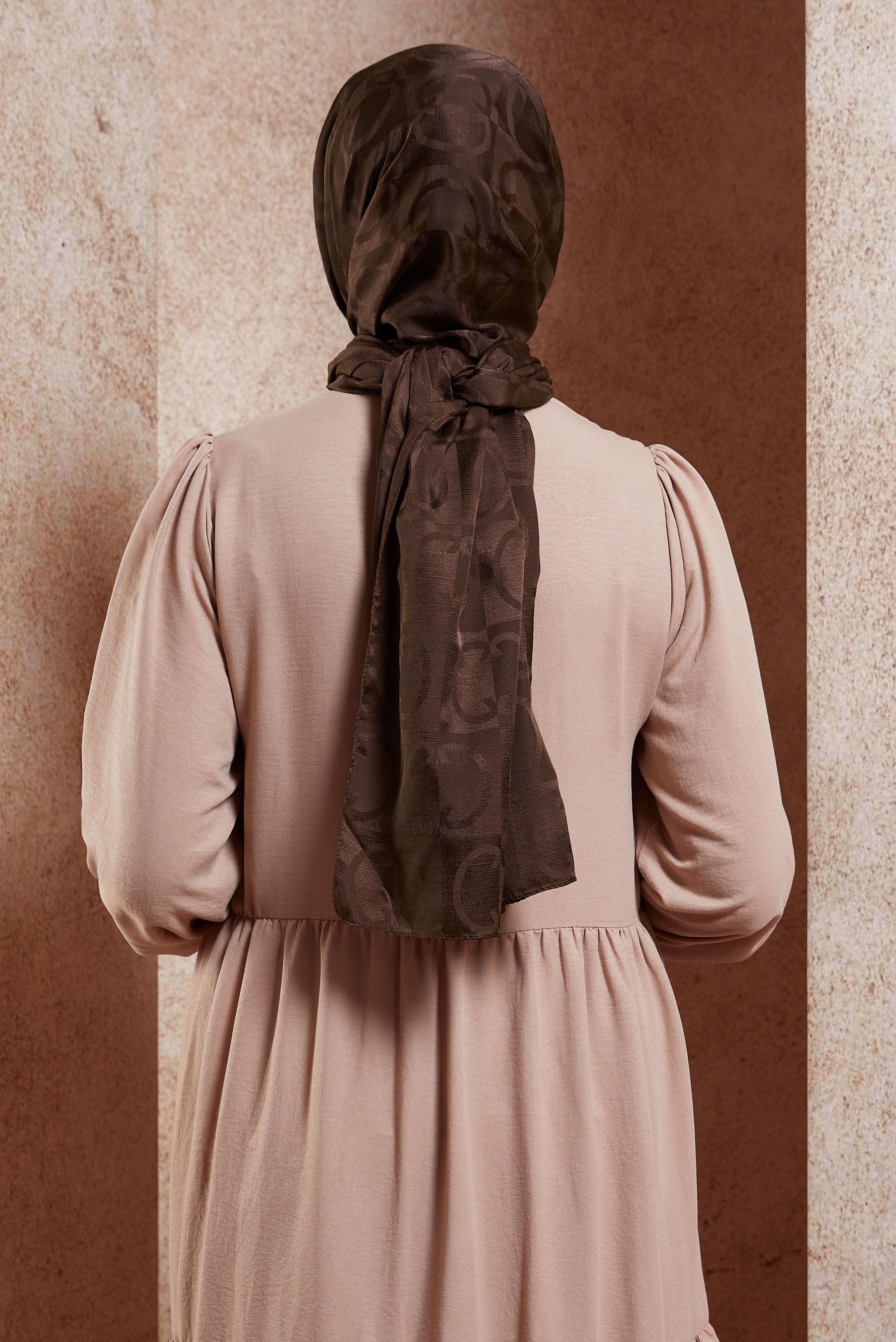 Tesettür giyim KAHVE ALVİNA JAKAR ŞAL 8453