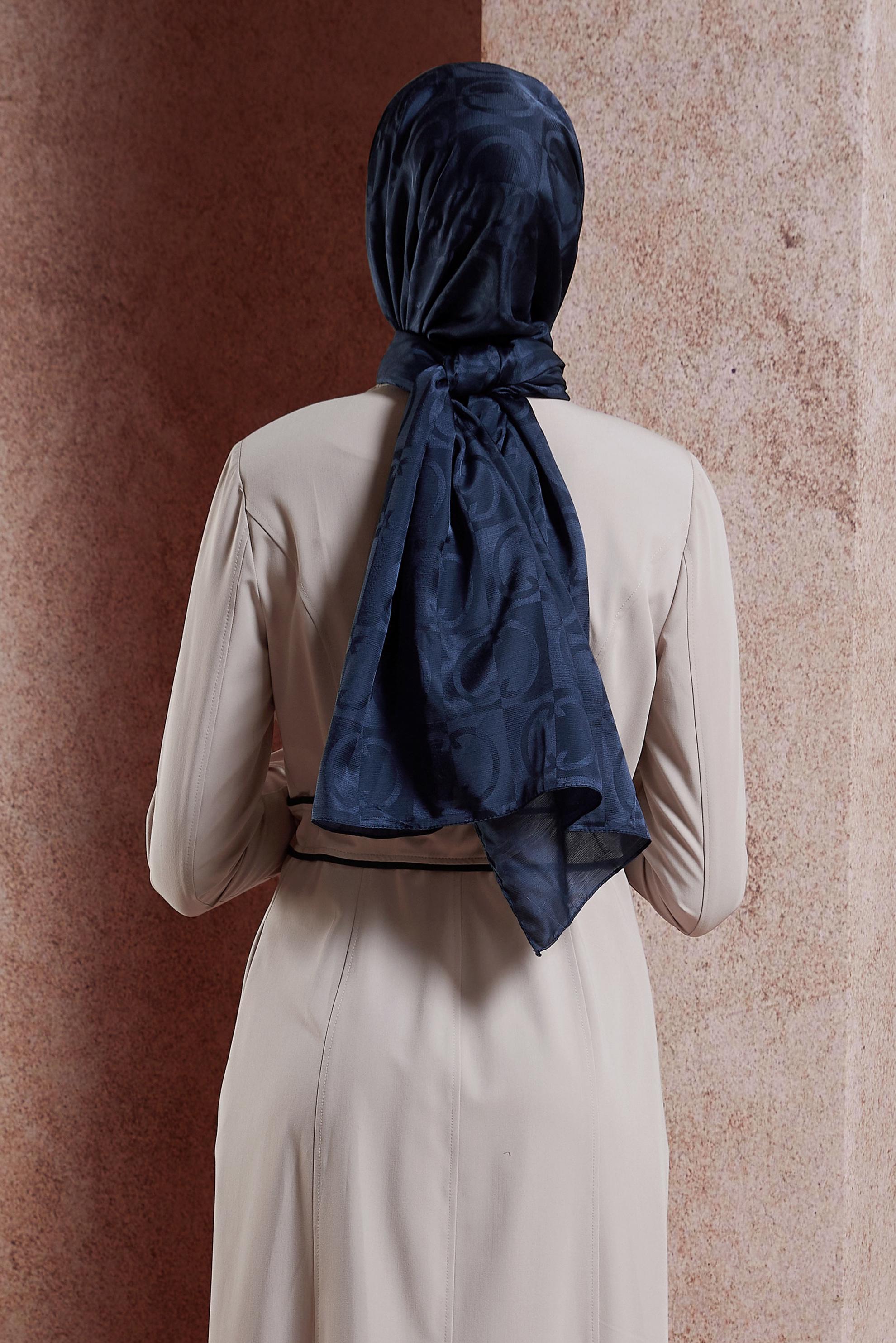 Tesettür giyim LACİVERT ALVİNA JAKAR ŞAL 8453