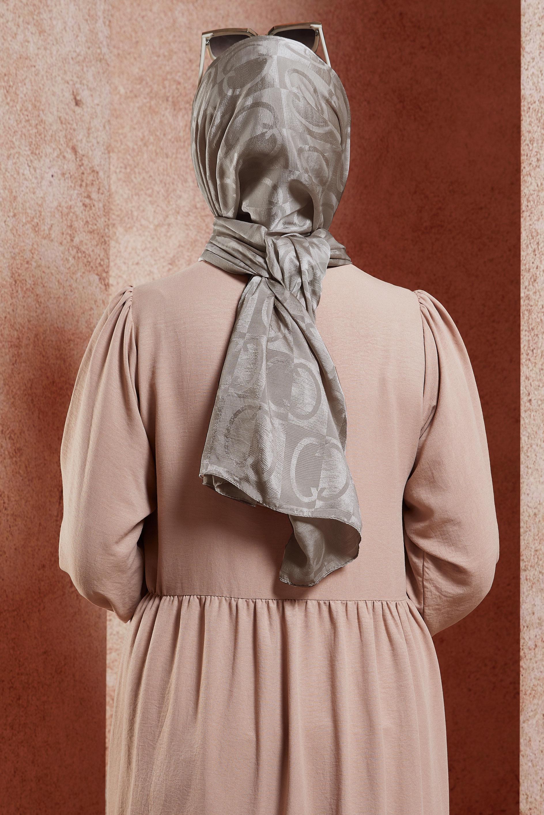 Tesettür giyim VİZON ALVİNA JAKAR ŞAL 8453