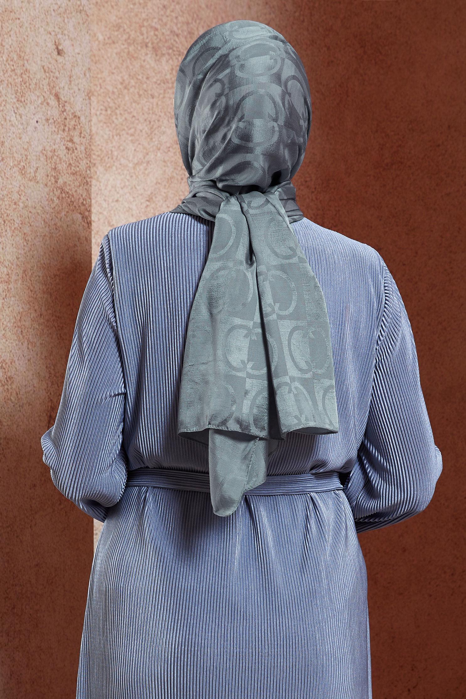 Tesettür giyim GRİ ALVİNA JAKAR ŞAL 8453