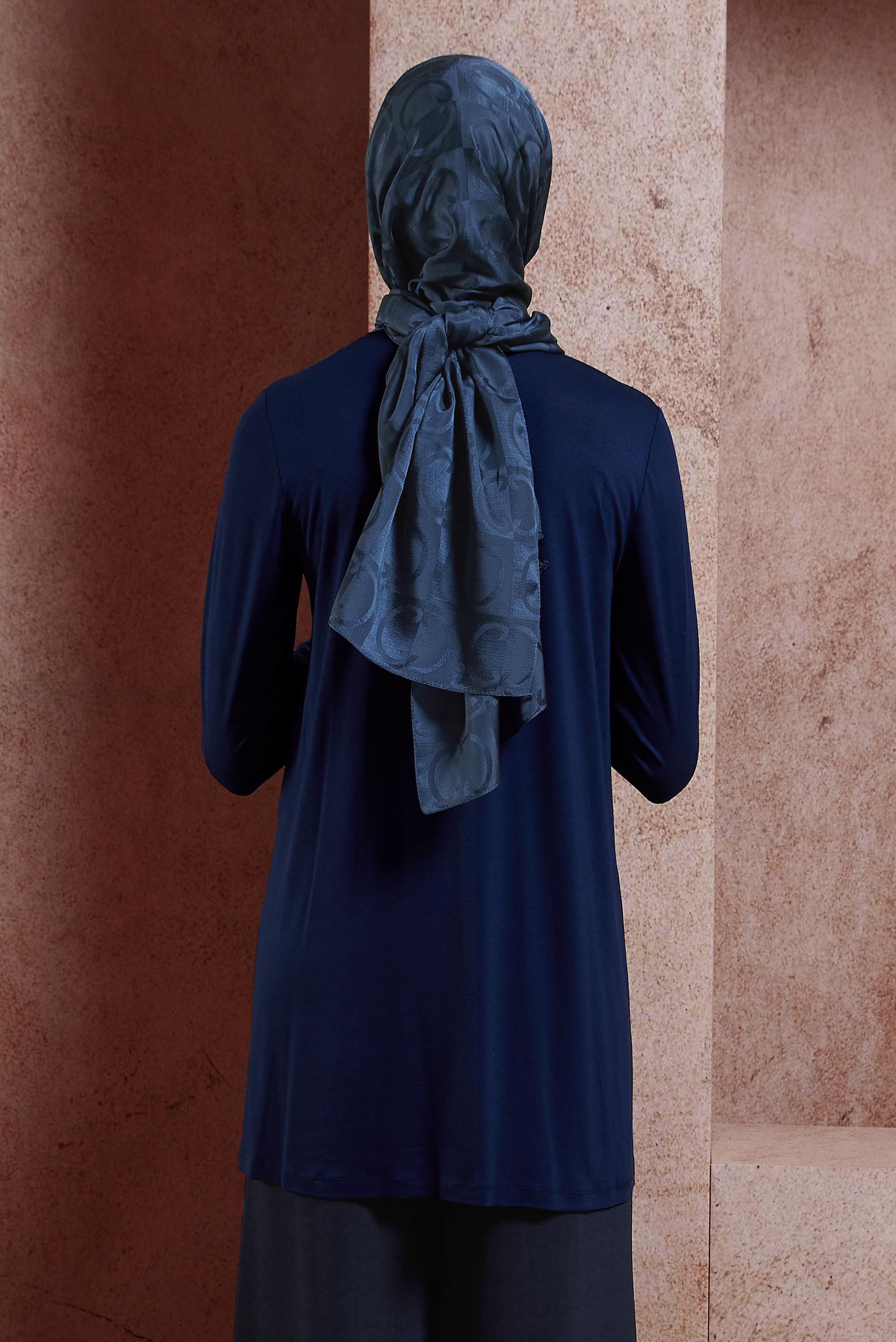 Tesettür giyim LACİVERT ALVİNA JAKAR ŞAL 8453