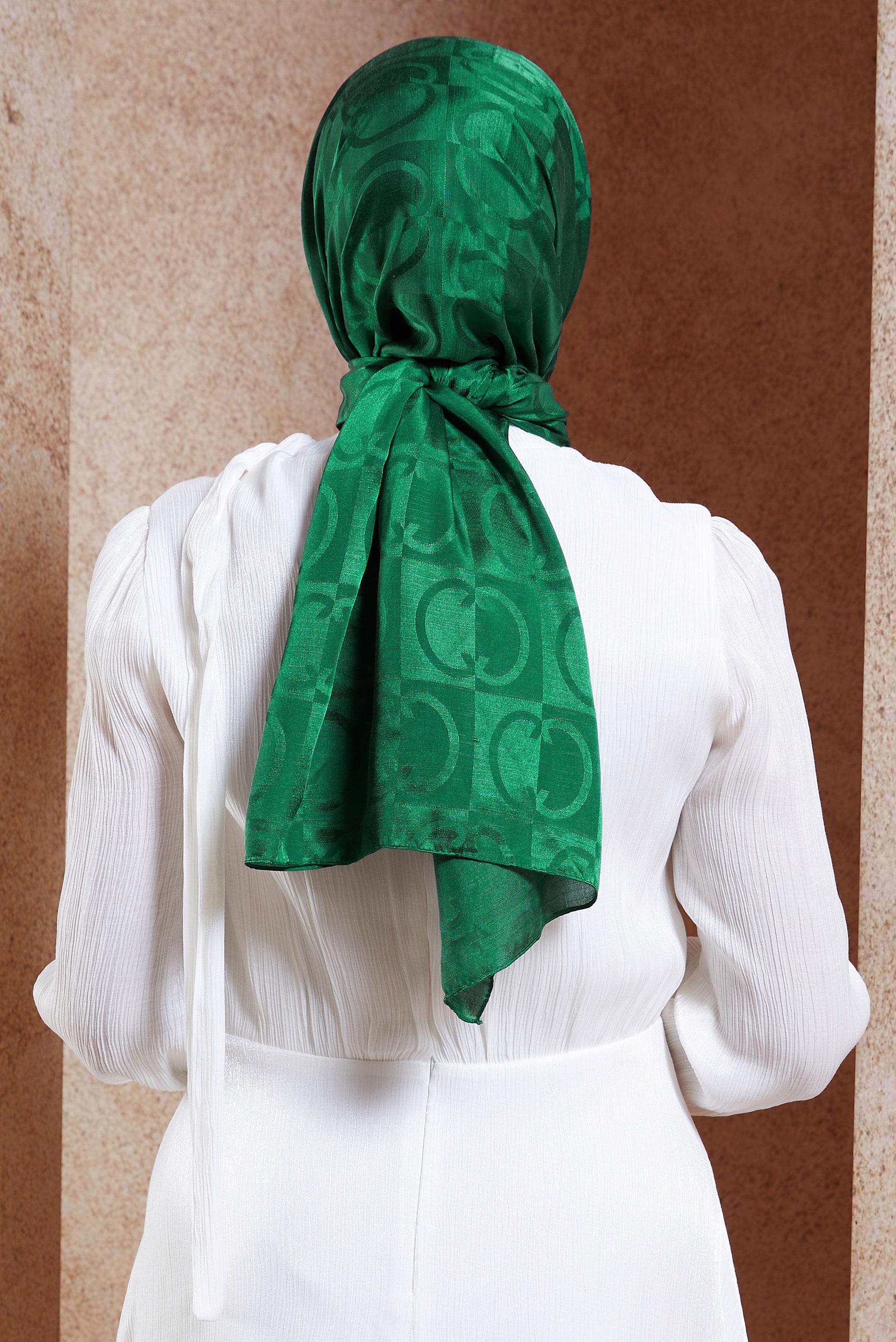 Tesettür giyim YEŞİL ALVİNA JAKAR ŞAL 8453