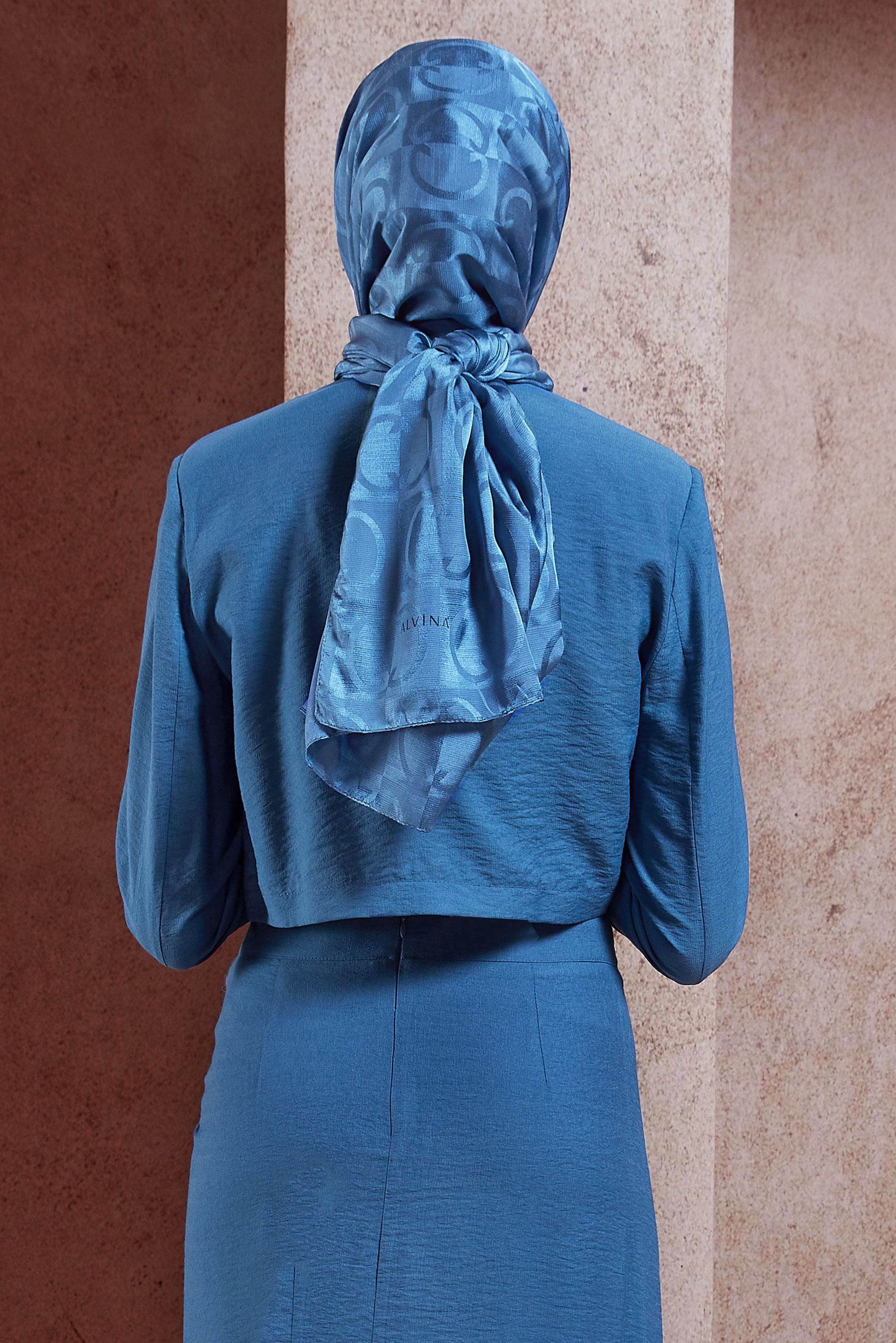 Tesettür giyim MAVİ ALVİNA JAKAR ŞAL 8453