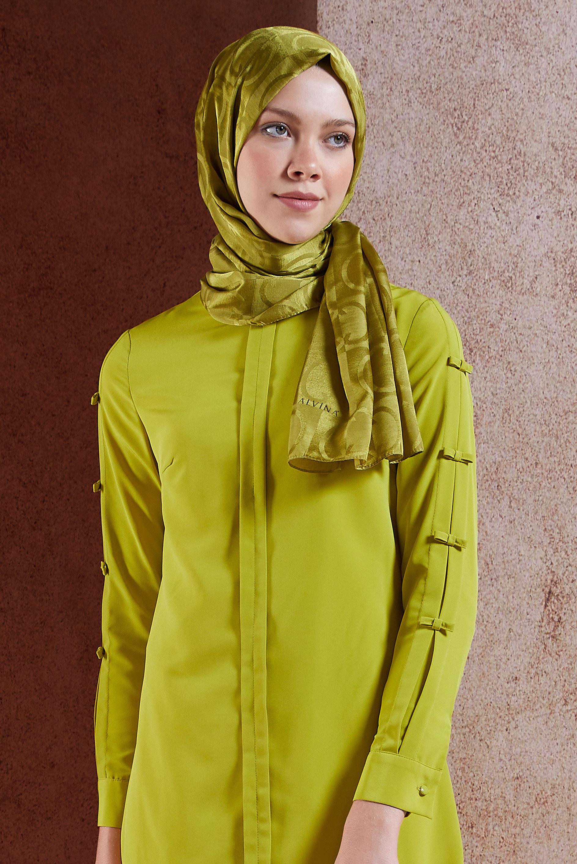 Tesettür giyim YEŞİL ALVİNA JAKAR ŞAL 8453