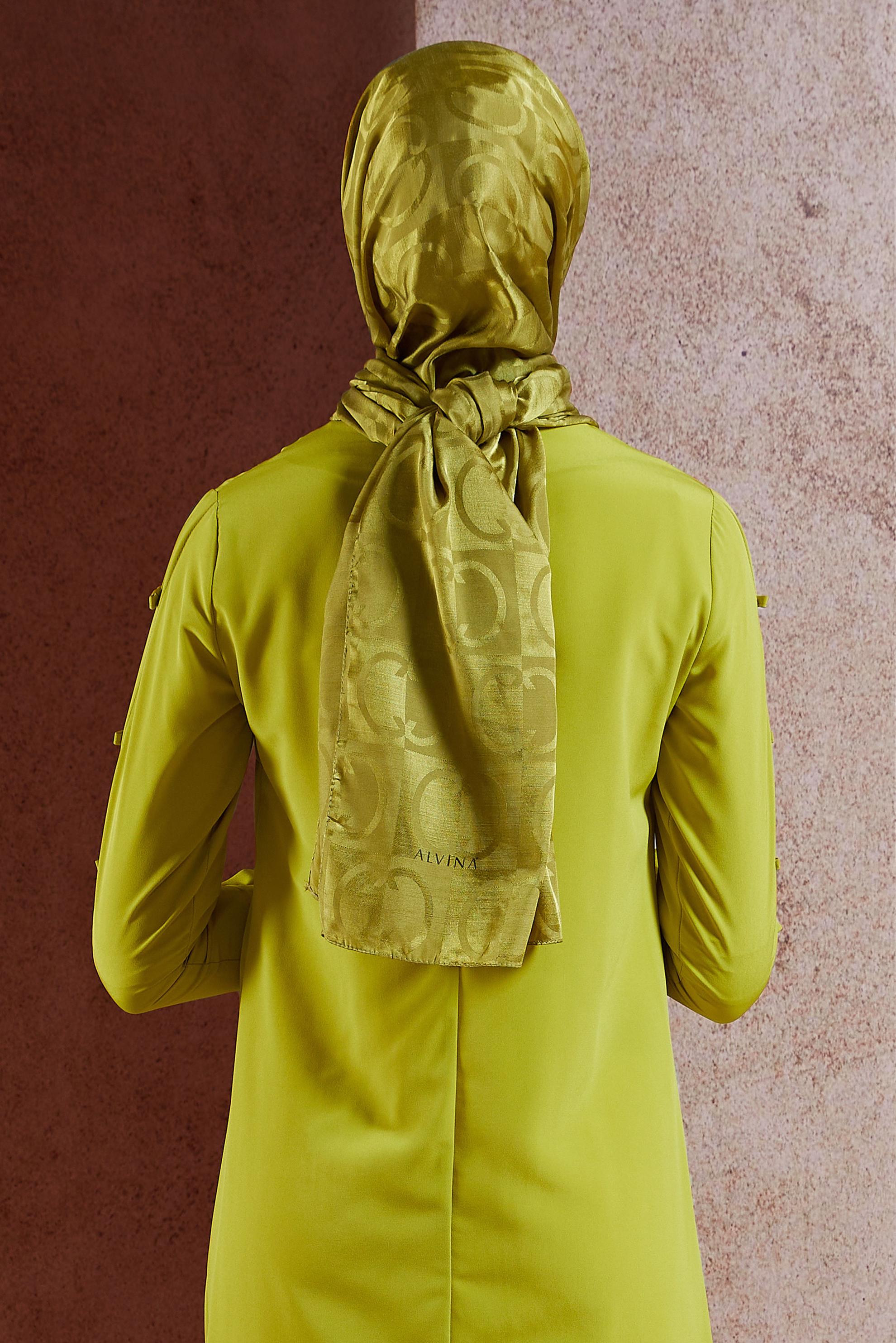 Tesettür giyim YEŞİL ALVİNA JAKAR ŞAL 8453