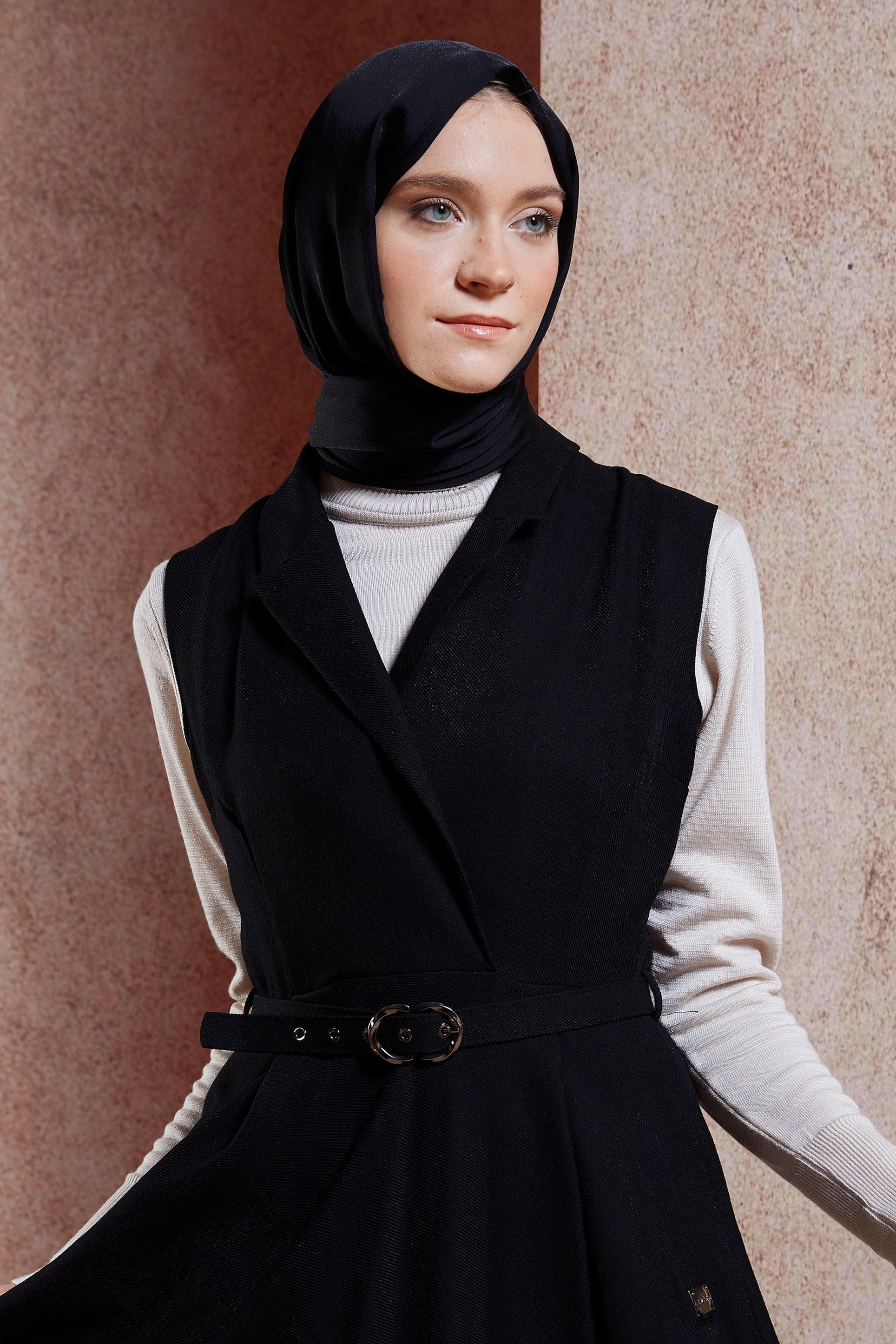 Tesettür giyim SİYAH ALVİNA DÜZ ŞAL 8456