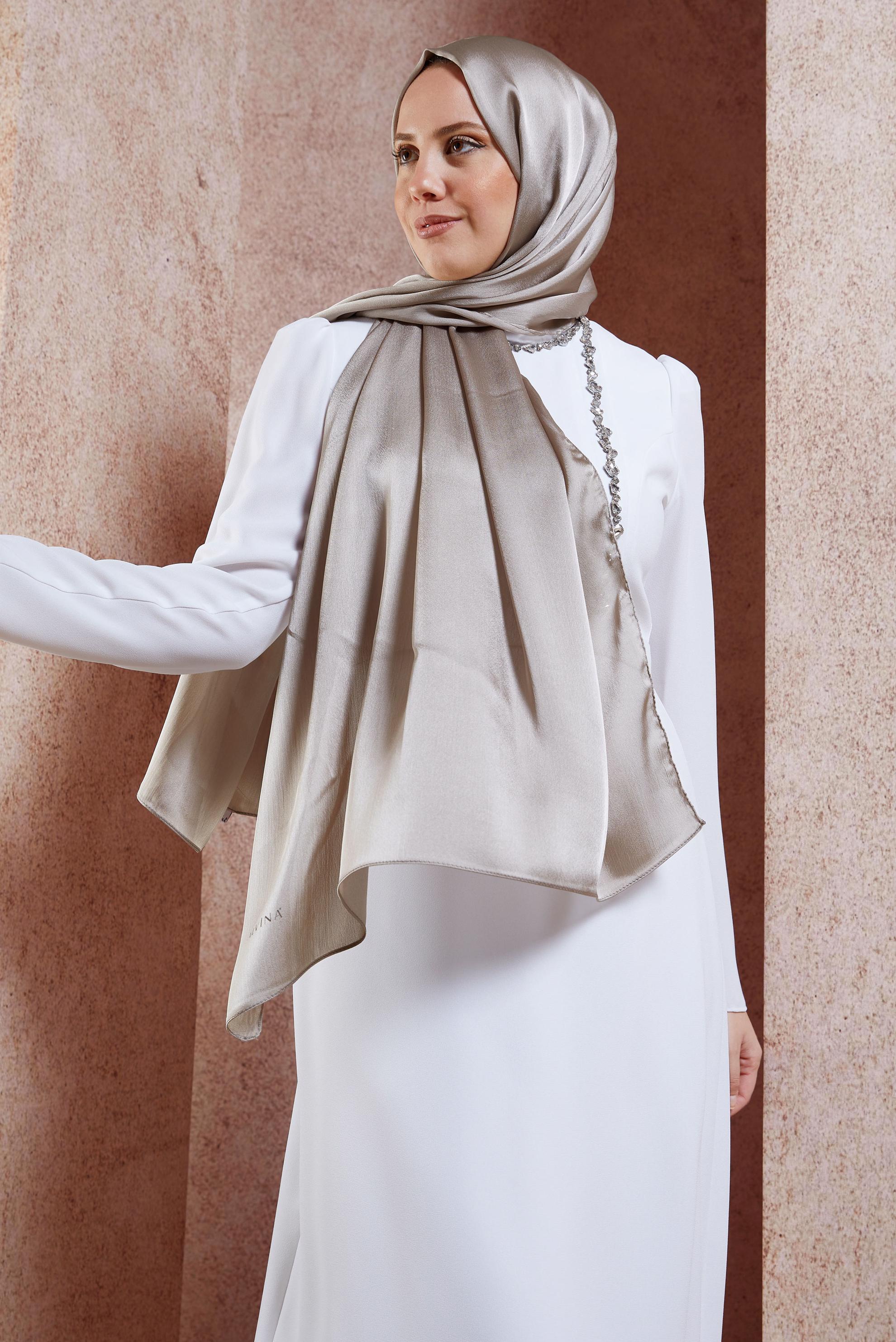 Tesettür giyim VİZON ALVİNA DÜZ ŞAL 8456