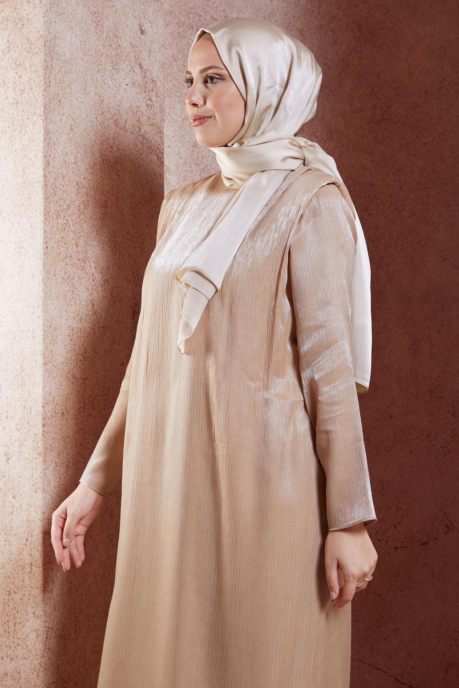 Tesettür giyim BEJ ALVİNA DÜZ ŞAL 8456